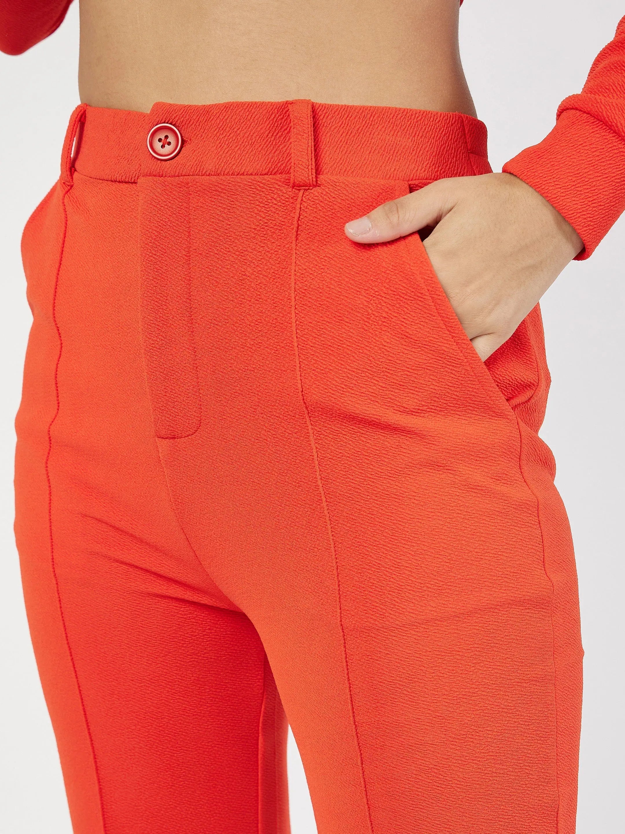 Orange Wrap Peplum Top & Bellbottom Pants | Western Outfits