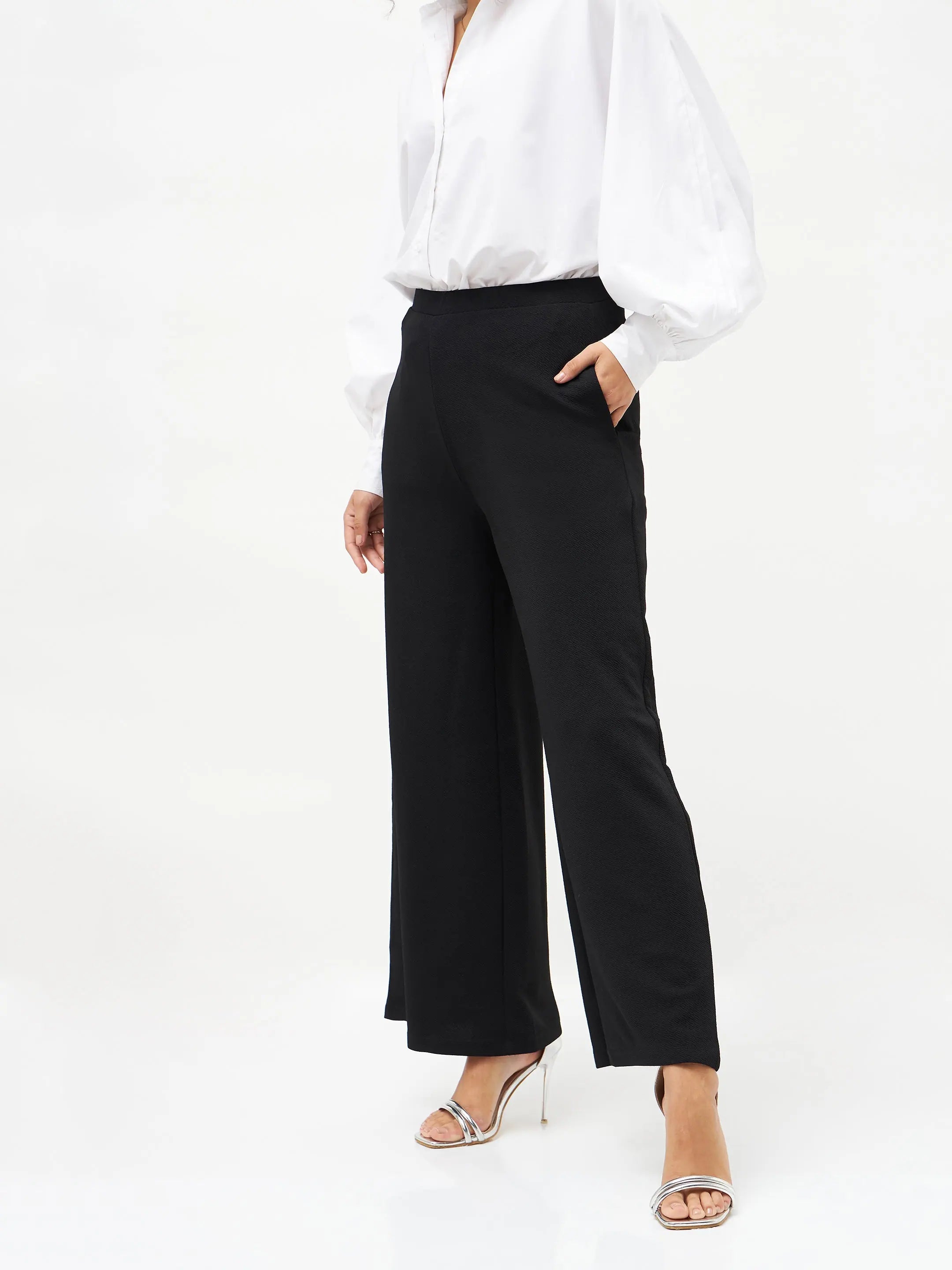 Black Scuba Wide Leg Pants | Women's Western Wear Outfits