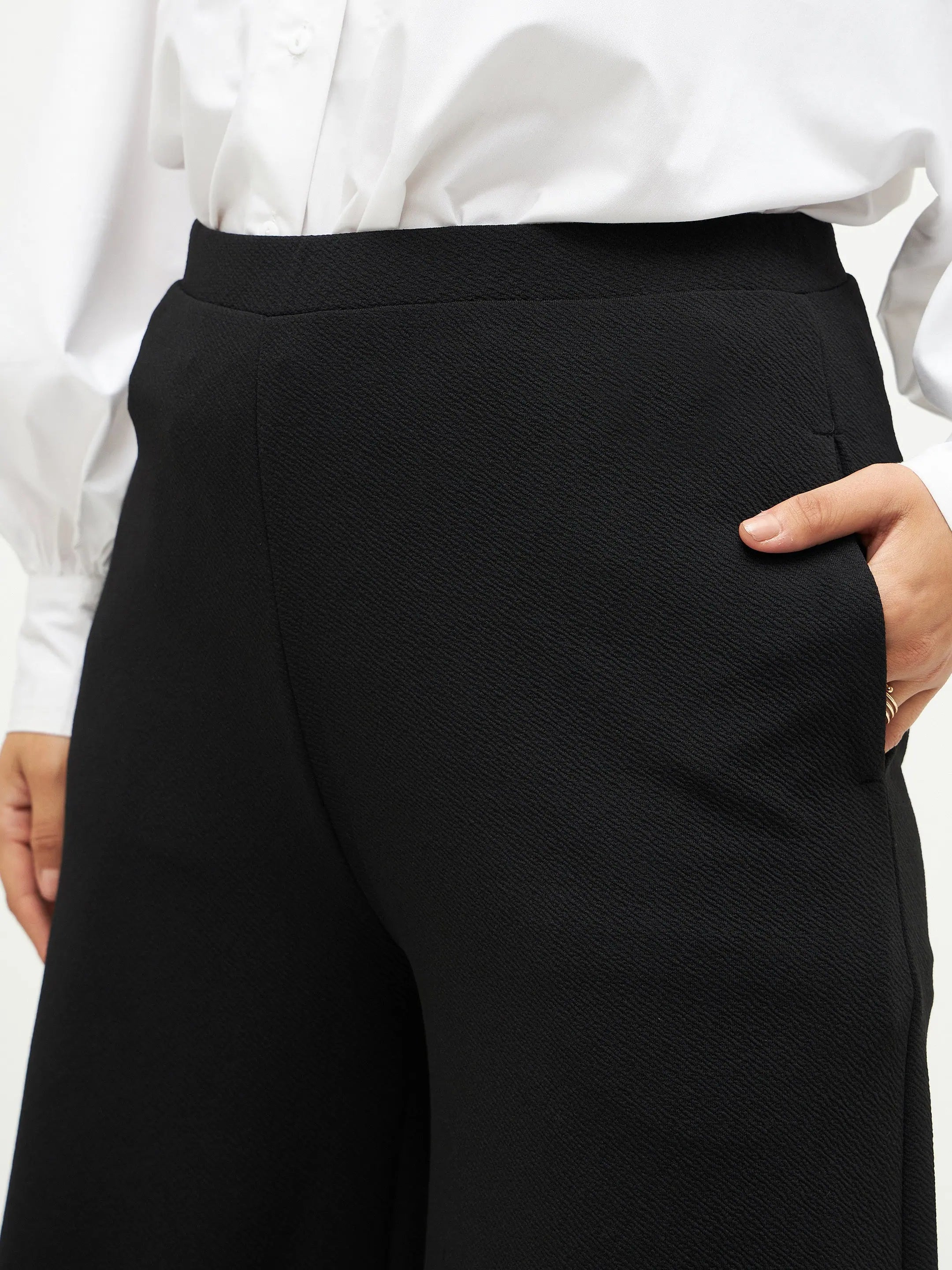 Black Scuba Wide Leg Pants | Women's Western Wear Outfits