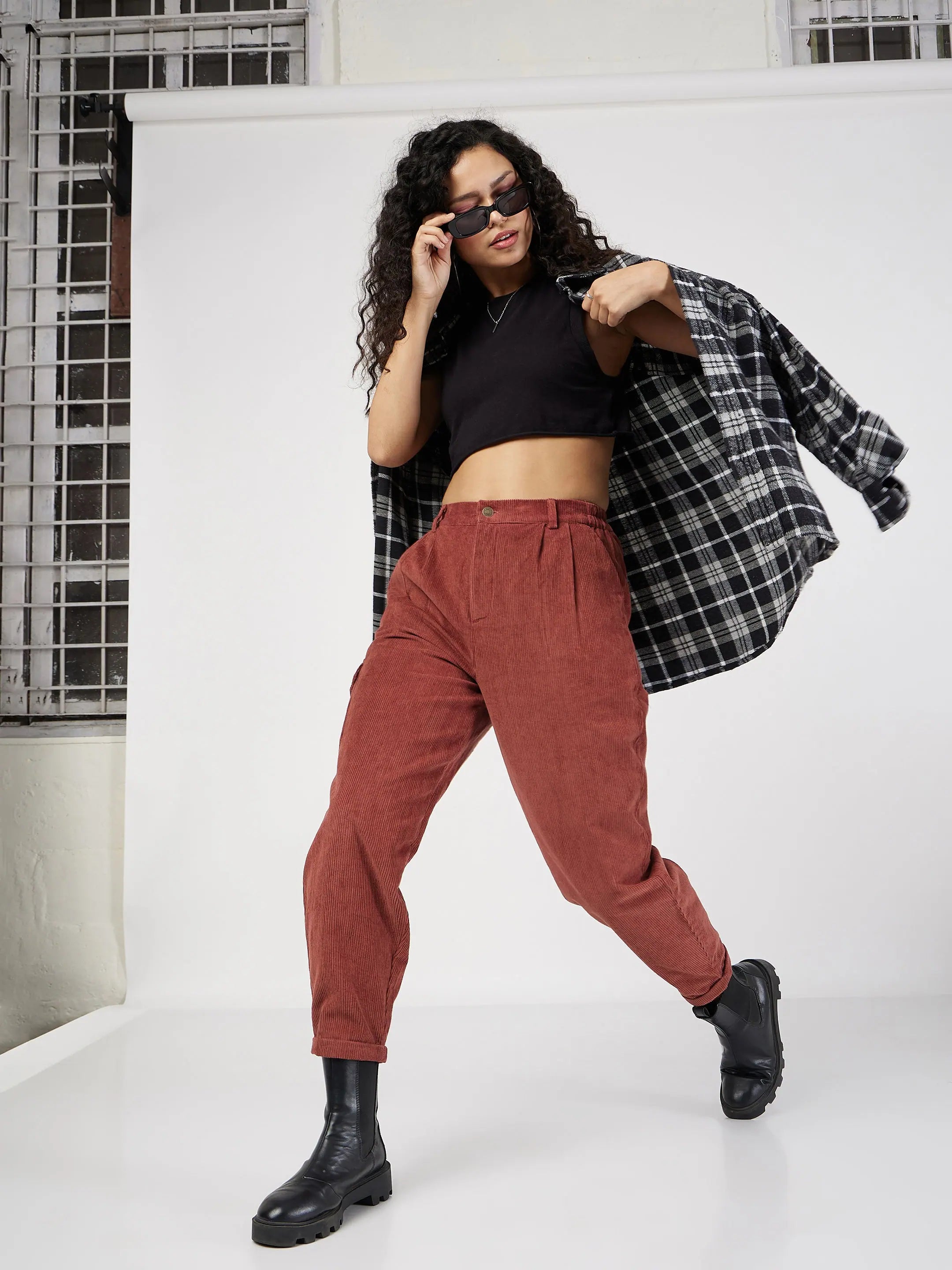 Rust Corduroy Carrot Fit Pants | Women's Western Clothing