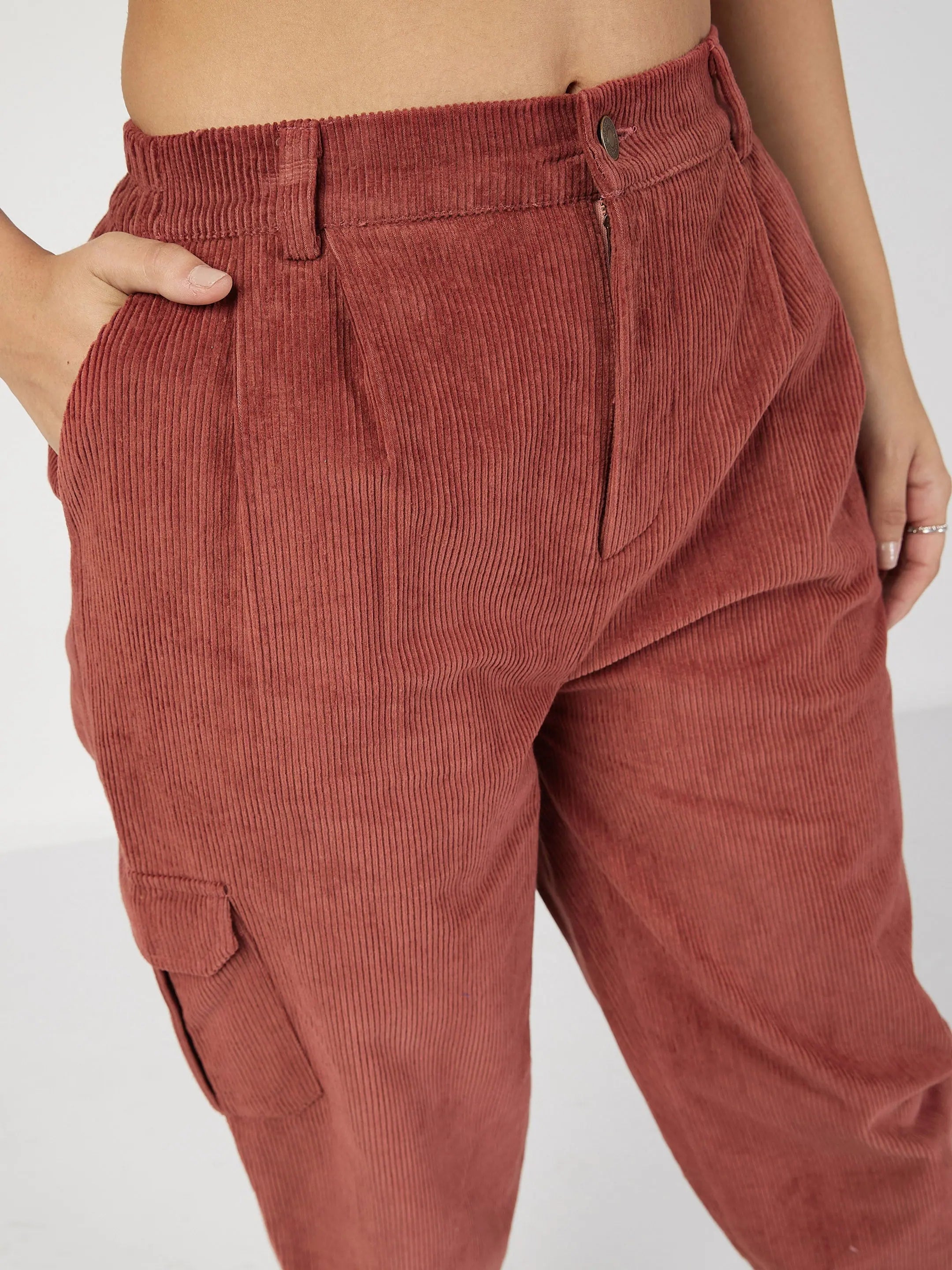 Rust Corduroy Carrot Fit Pants | Women's Western Clothing