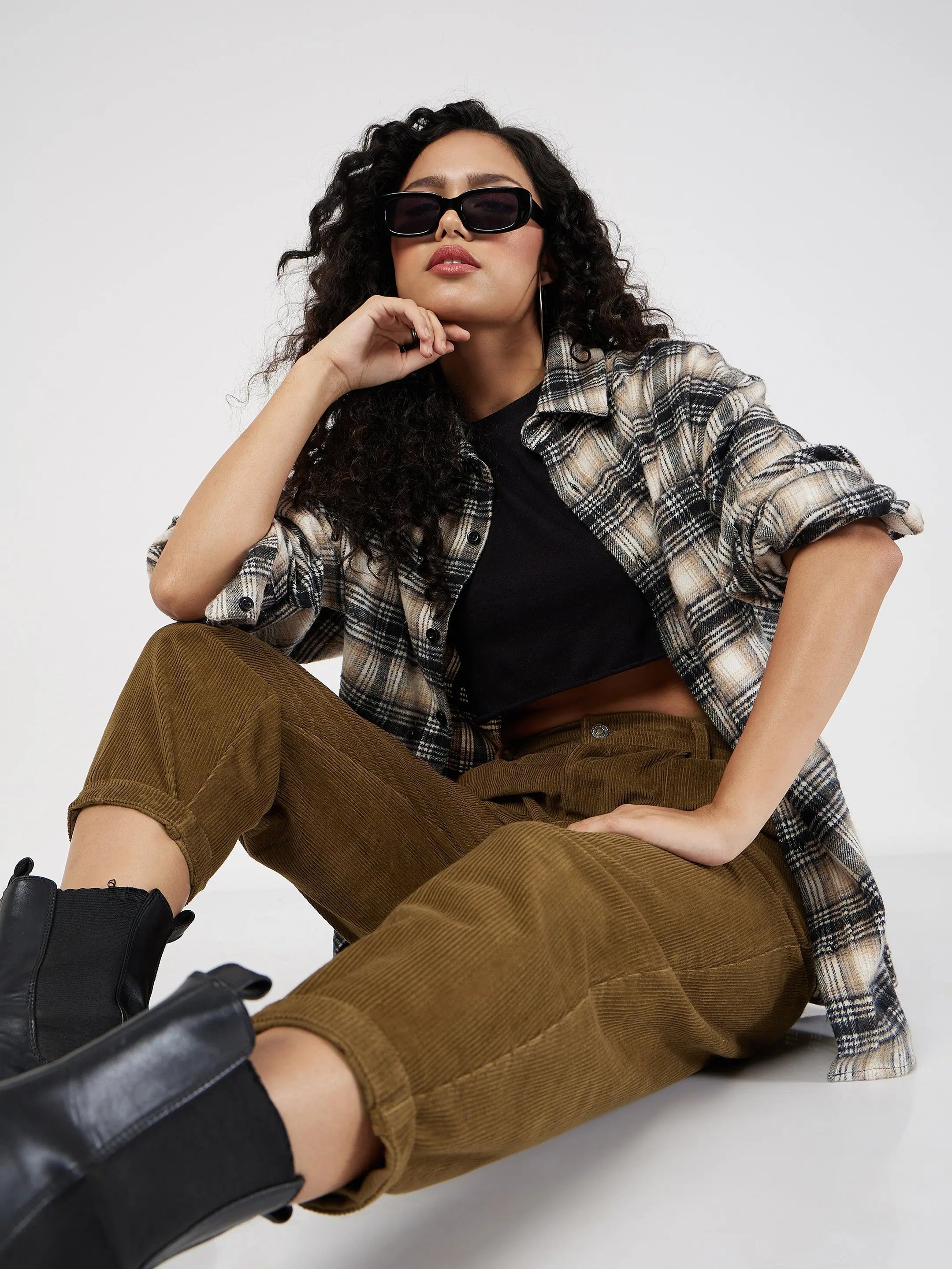 Beige Corduroy Carrot Fit Pants | Women's Western Wear