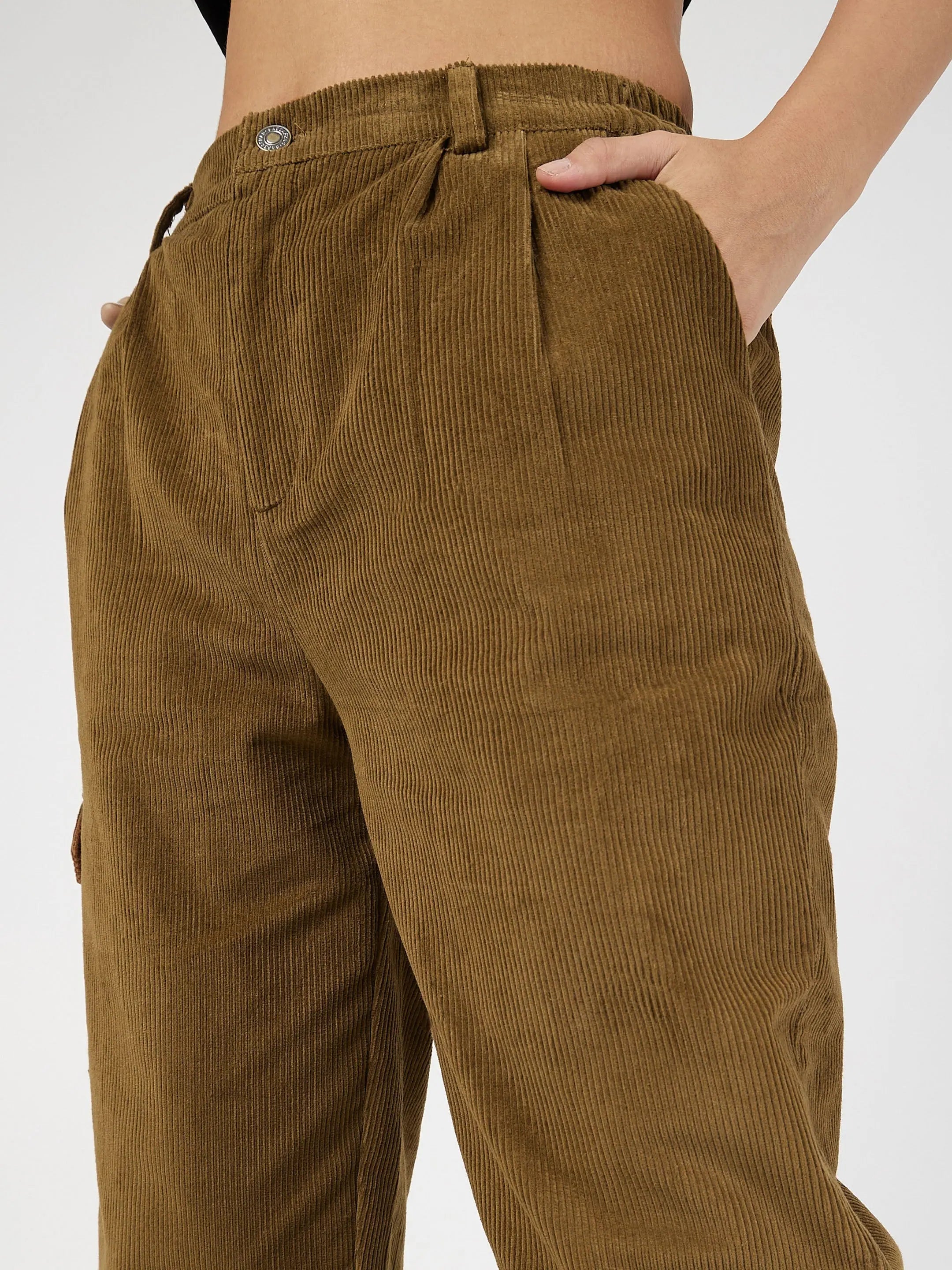 Beige Corduroy Carrot Fit Pants | Women's Western Wear