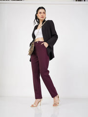 Women Burgundy Roma Tapered Pants