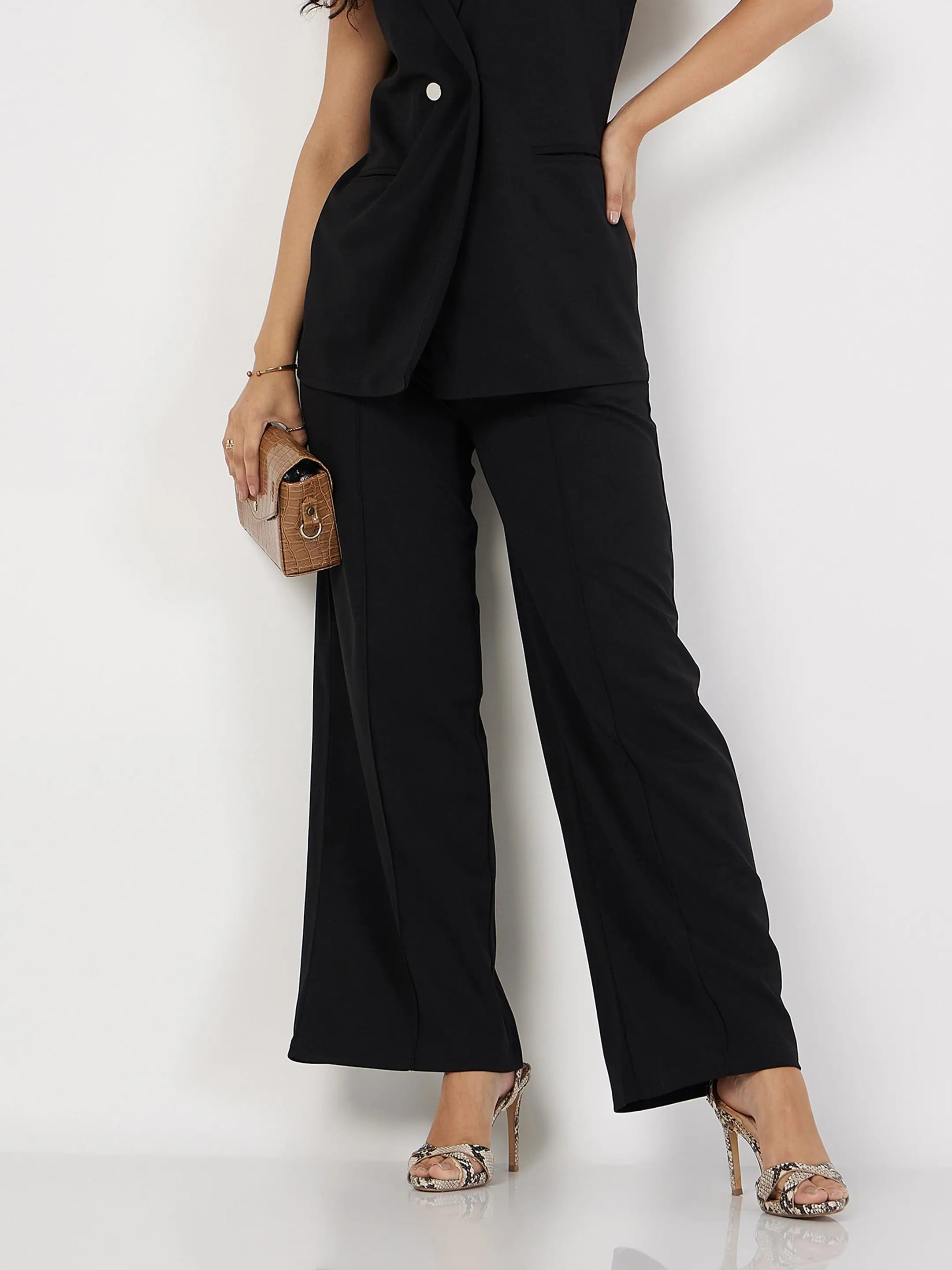 Black Palazzo Pants - Women's Western Wear | Comfort Fit