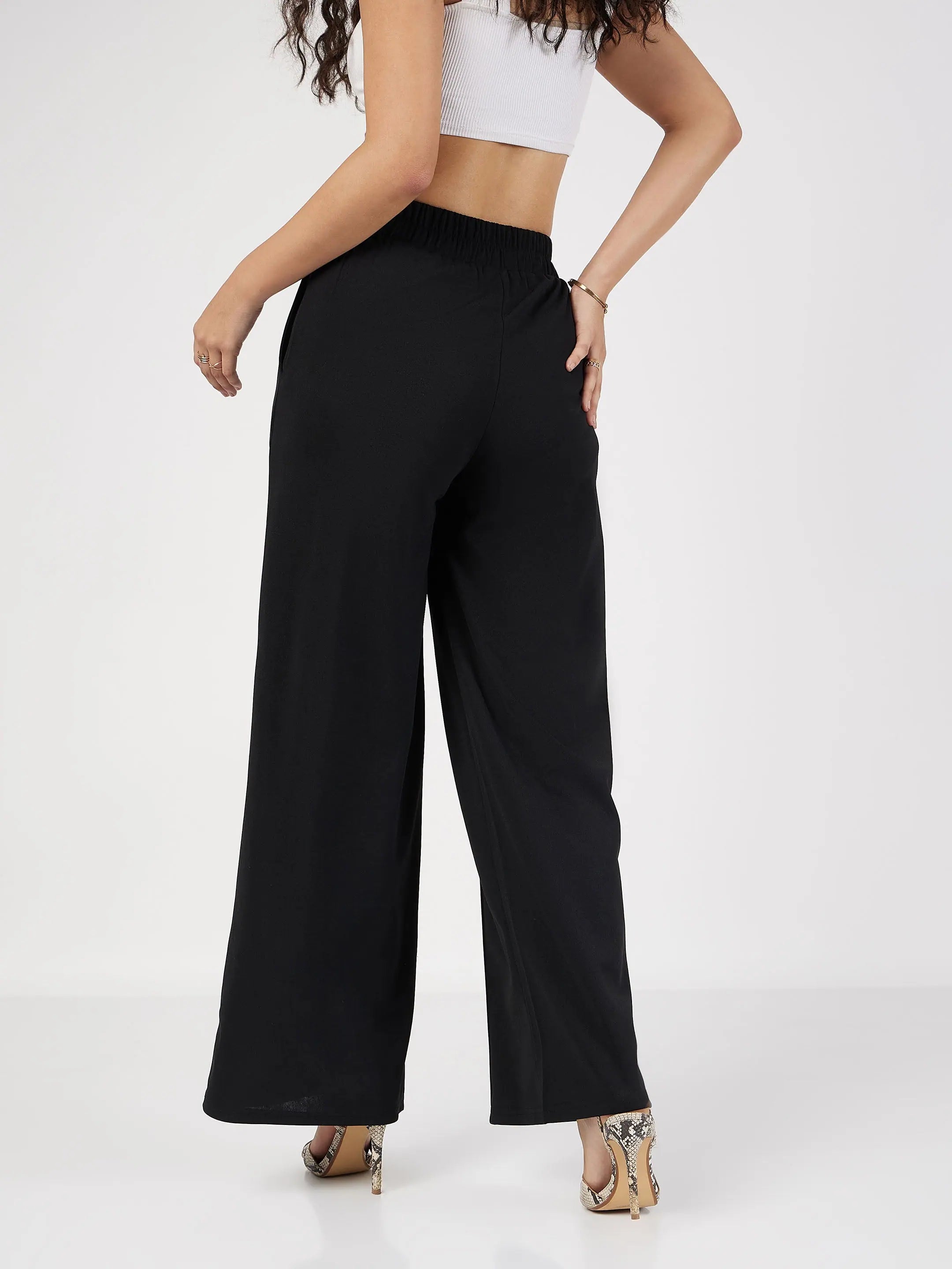 Black Palazzo Pants - Women's Western Wear | Comfort Fit