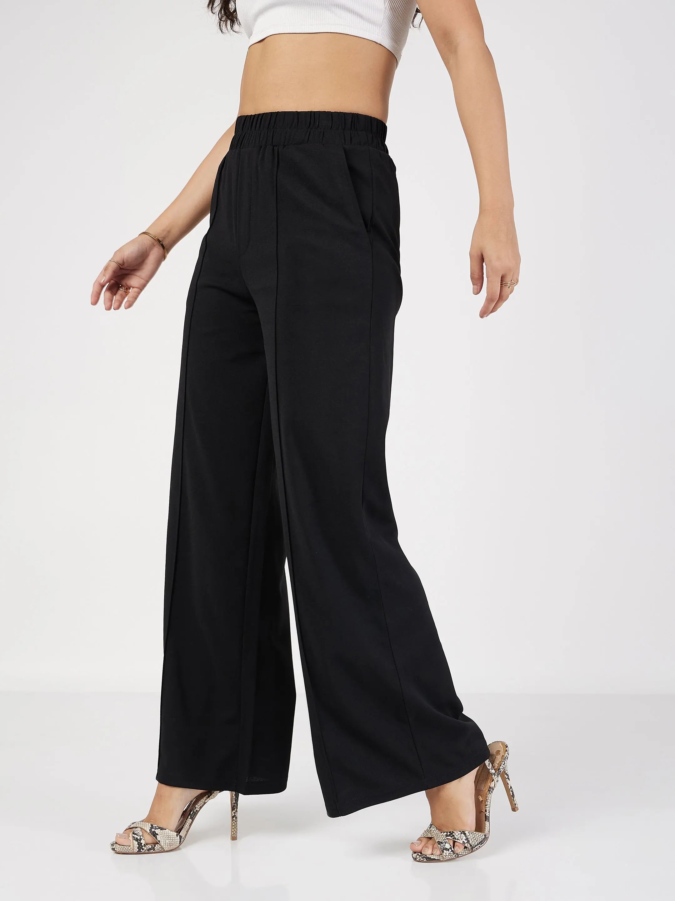 Black Palazzo Pants - Women's Western Wear | Comfort Fit