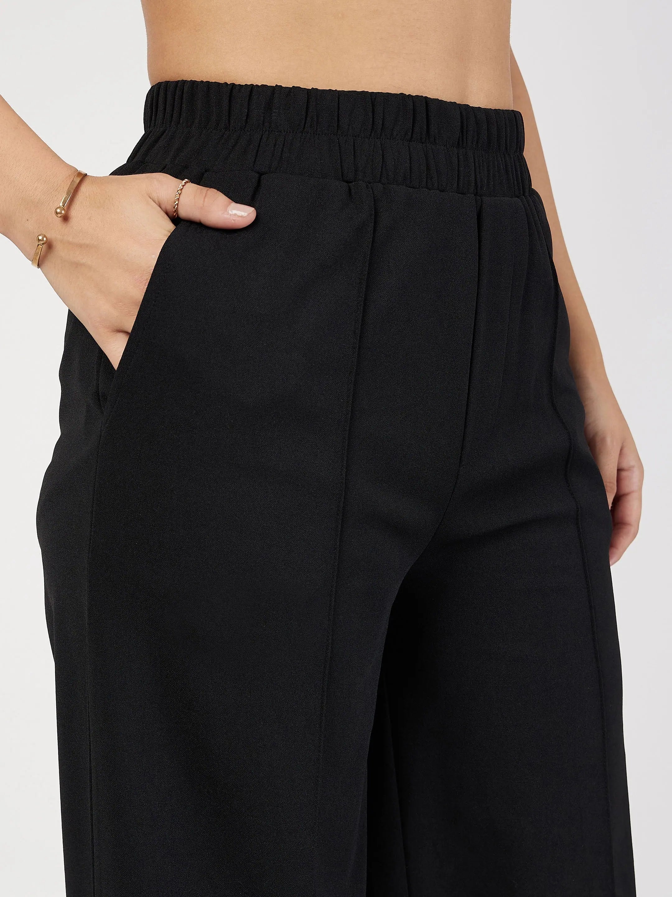 Black Palazzo Pants - Women's Western Wear | Comfort Fit