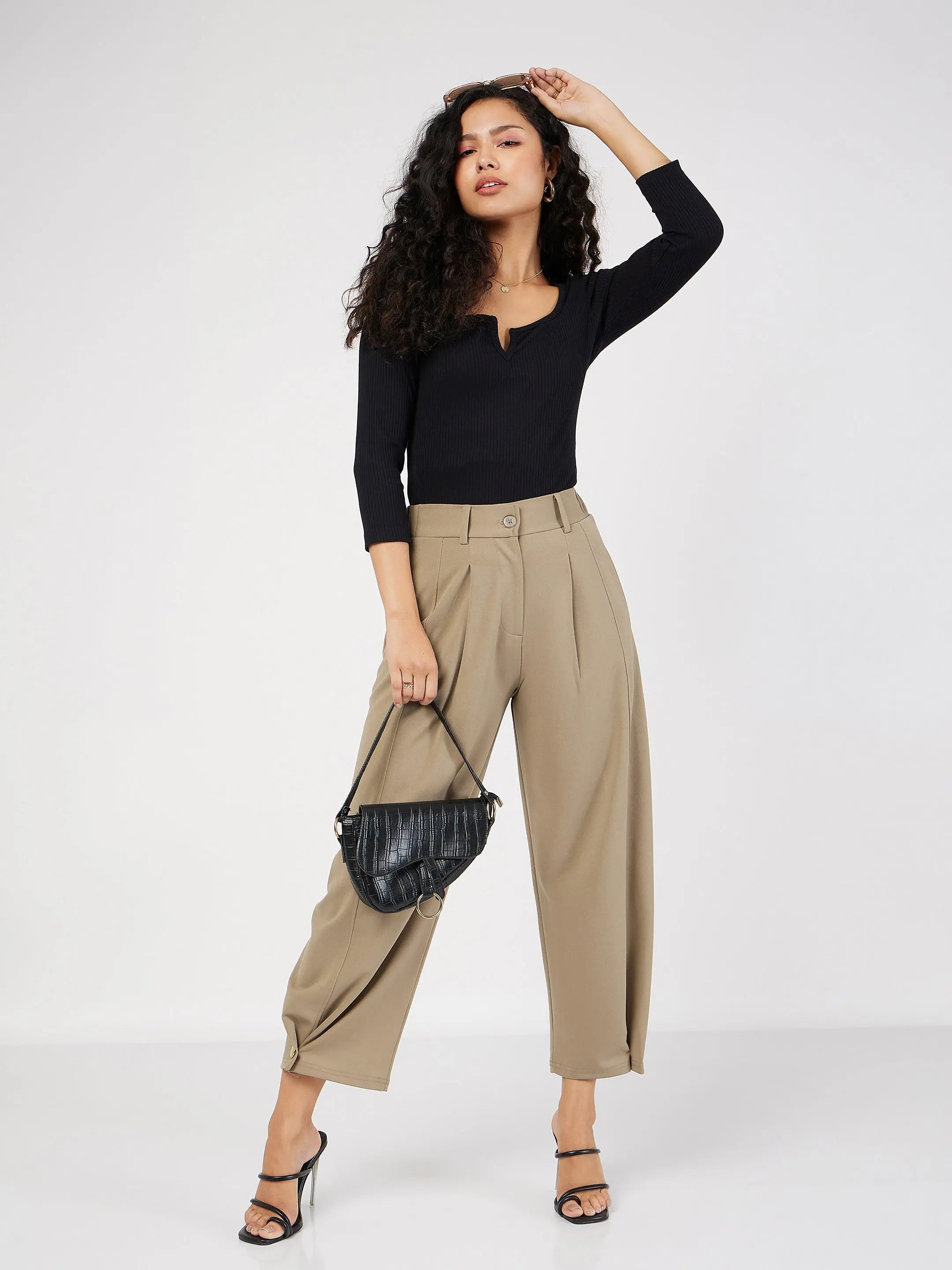 Beige Balloon Pants - Women's Western Clothing | Polyester