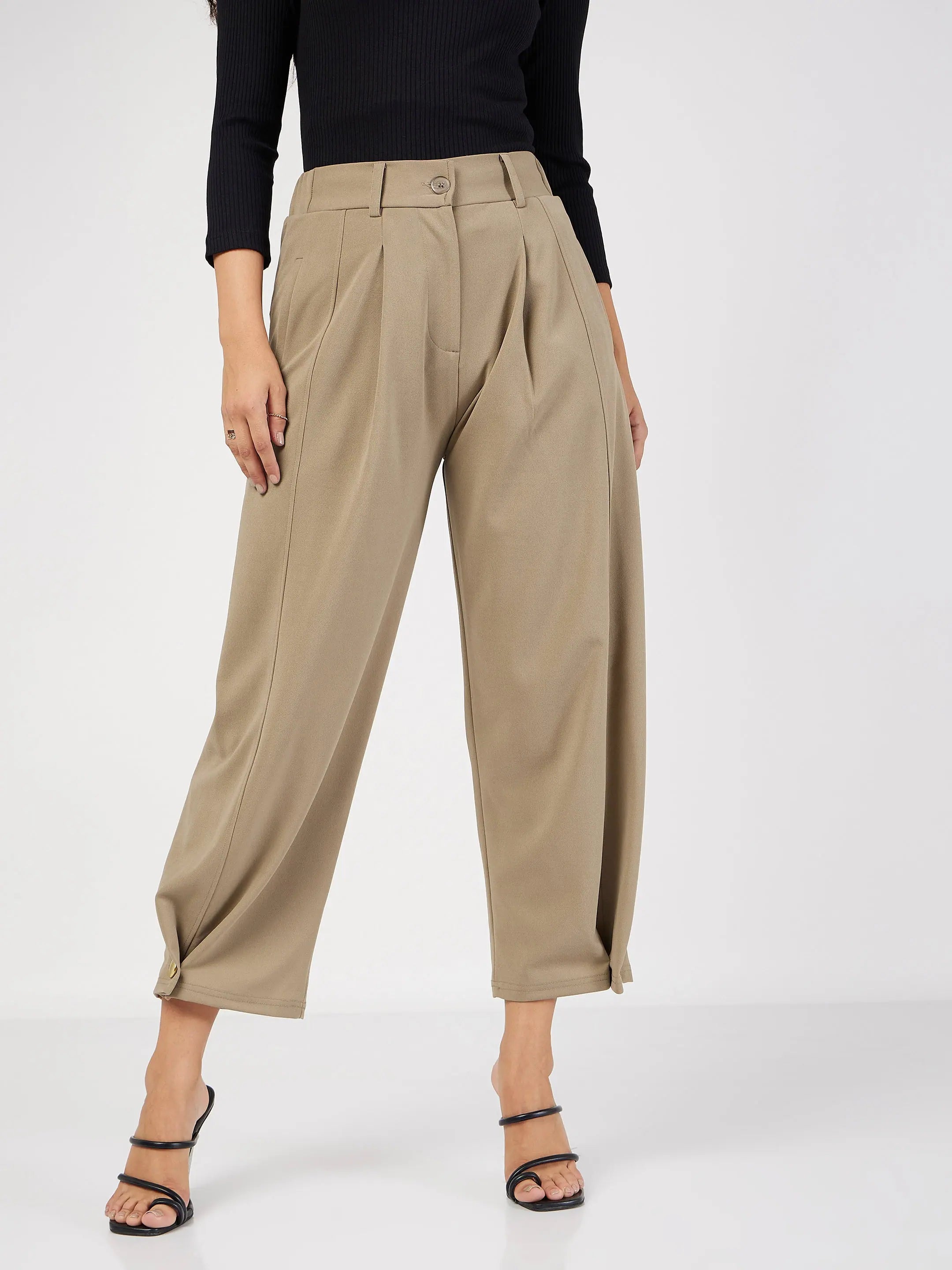 Beige Balloon Pants - Women's Western Clothing | Polyester