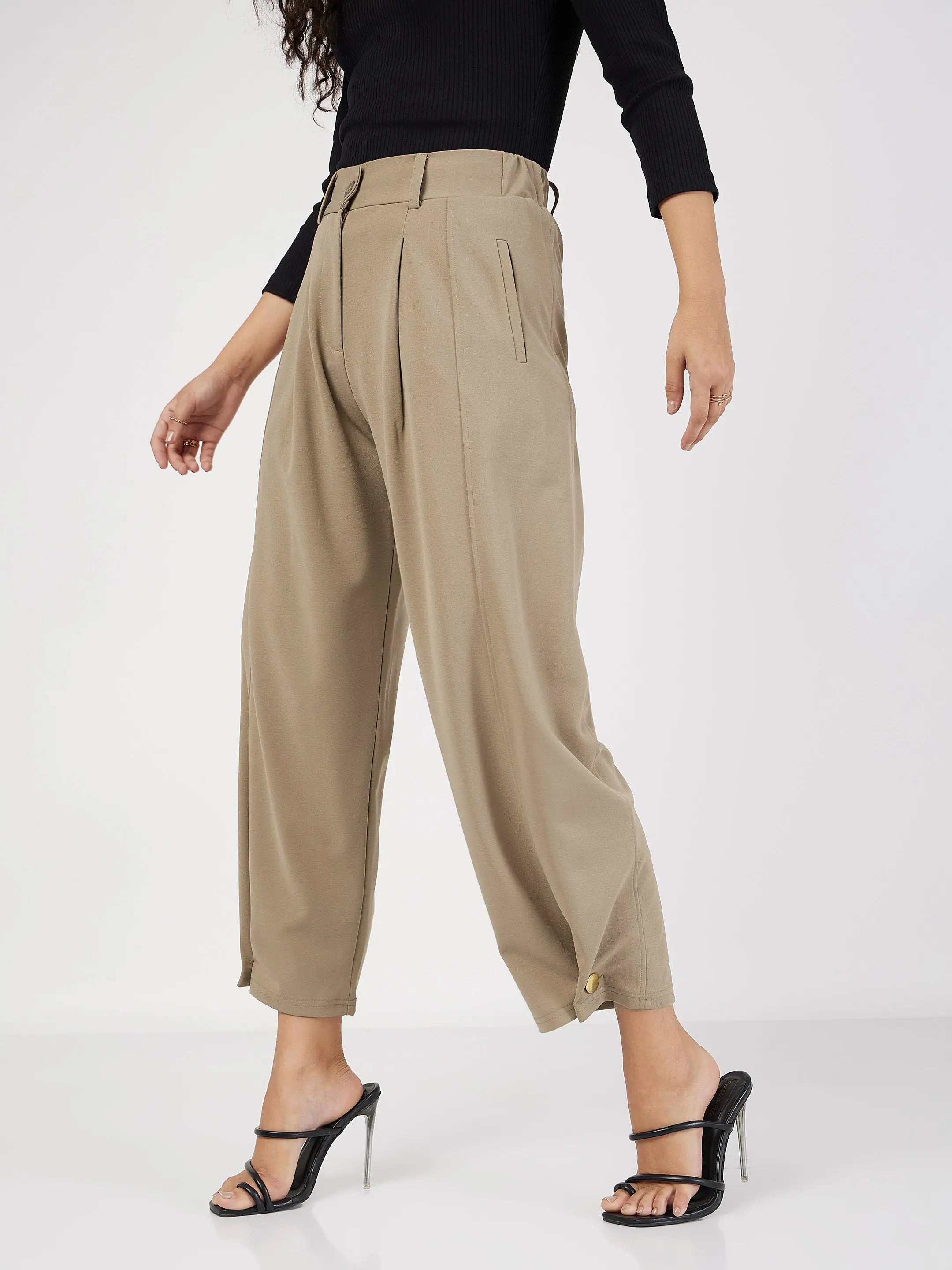 Beige Balloon Pants - Women's Western Clothing | Polyester
