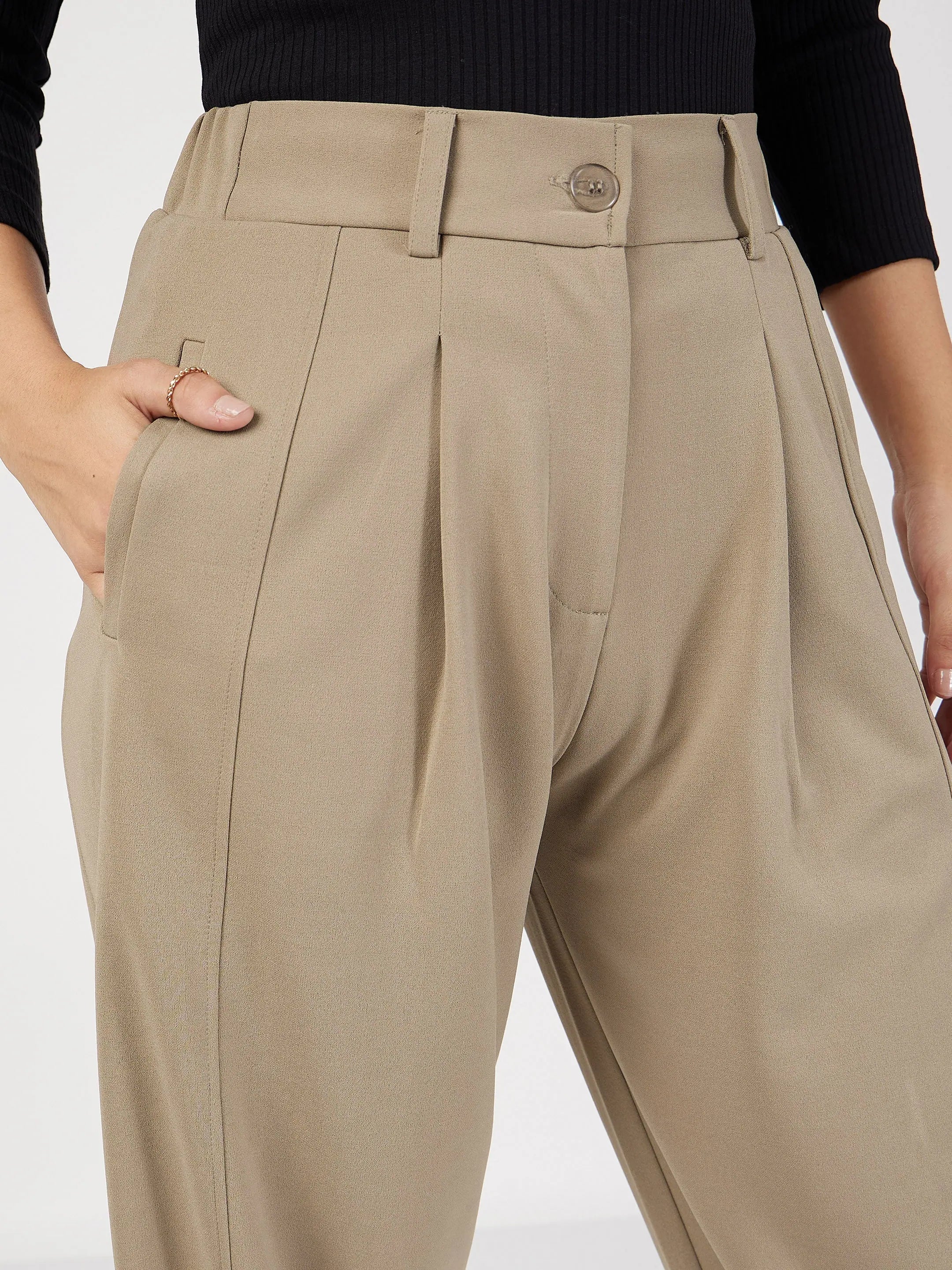 Beige Balloon Pants - Women's Western Clothing | Polyester