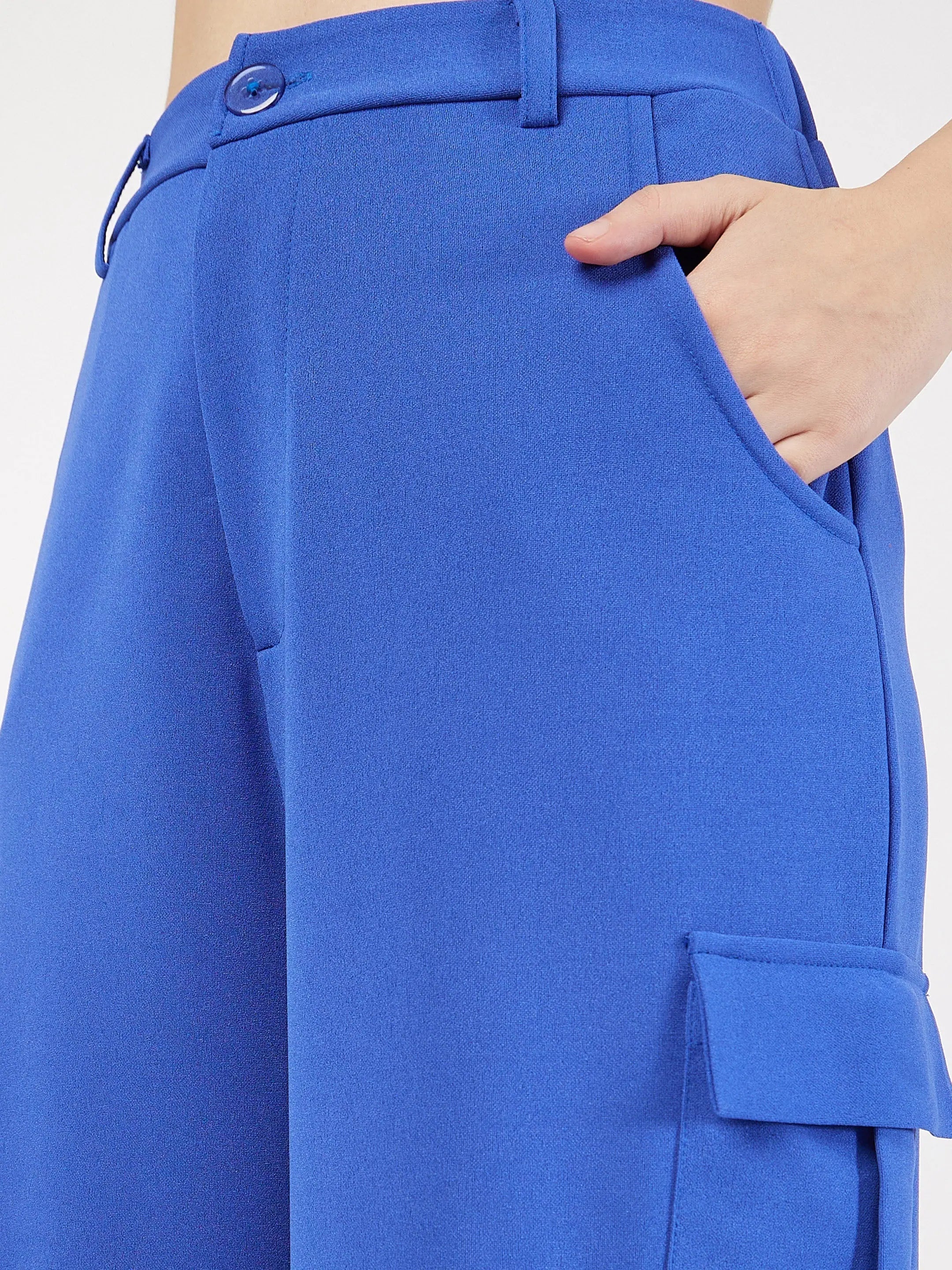 Royal Blue Cargo Pants - Women's Western Clothing | Polyester