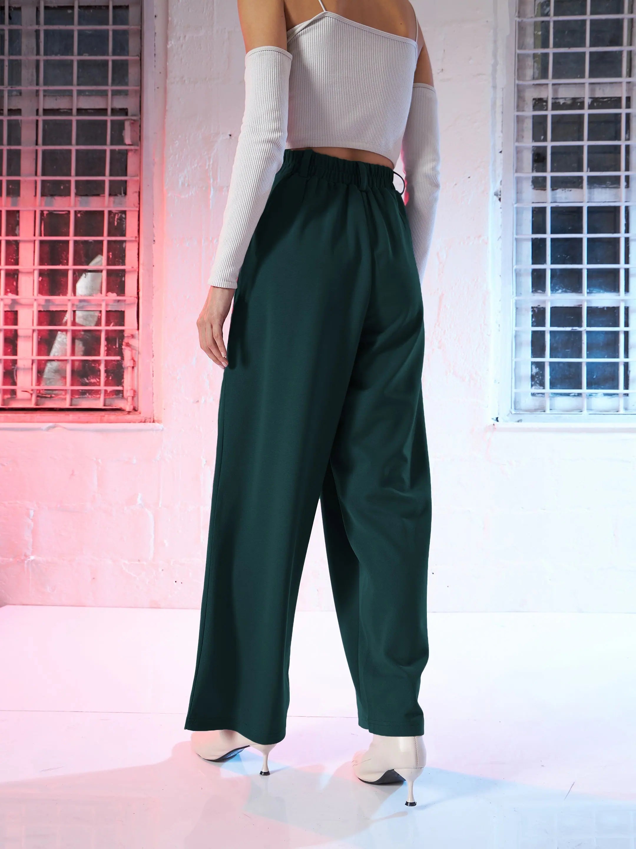 Emerald Green Pleated Pants | Women's Western Clothing