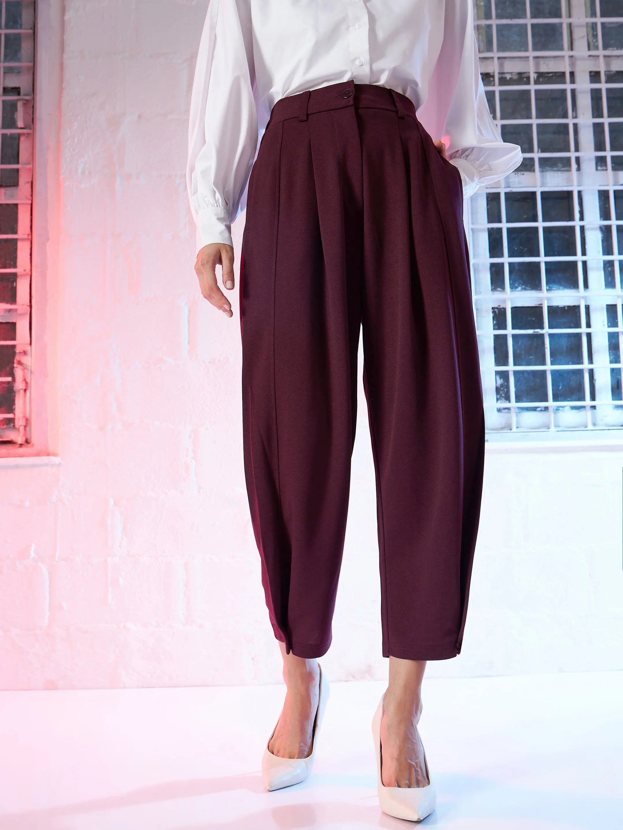 Burgundy Balloon Pants | Women's Western Clothing Online