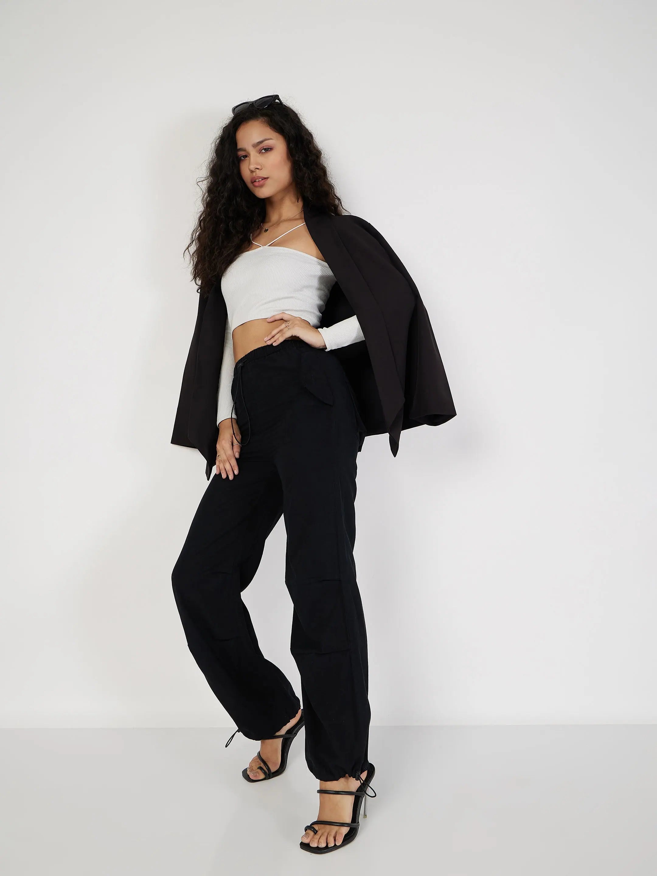 Black Denim Baggy Cargo Pants | Women's Western Wear