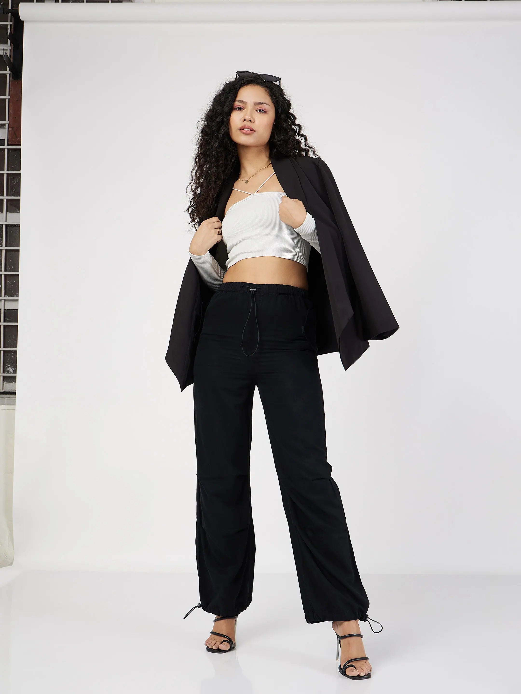 Black Denim Baggy Cargo Pants | Women's Western Wear