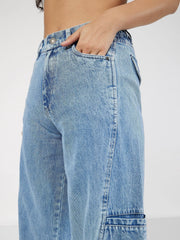 Women Blue Wide Leg Jeans-SFJEAN0425XS