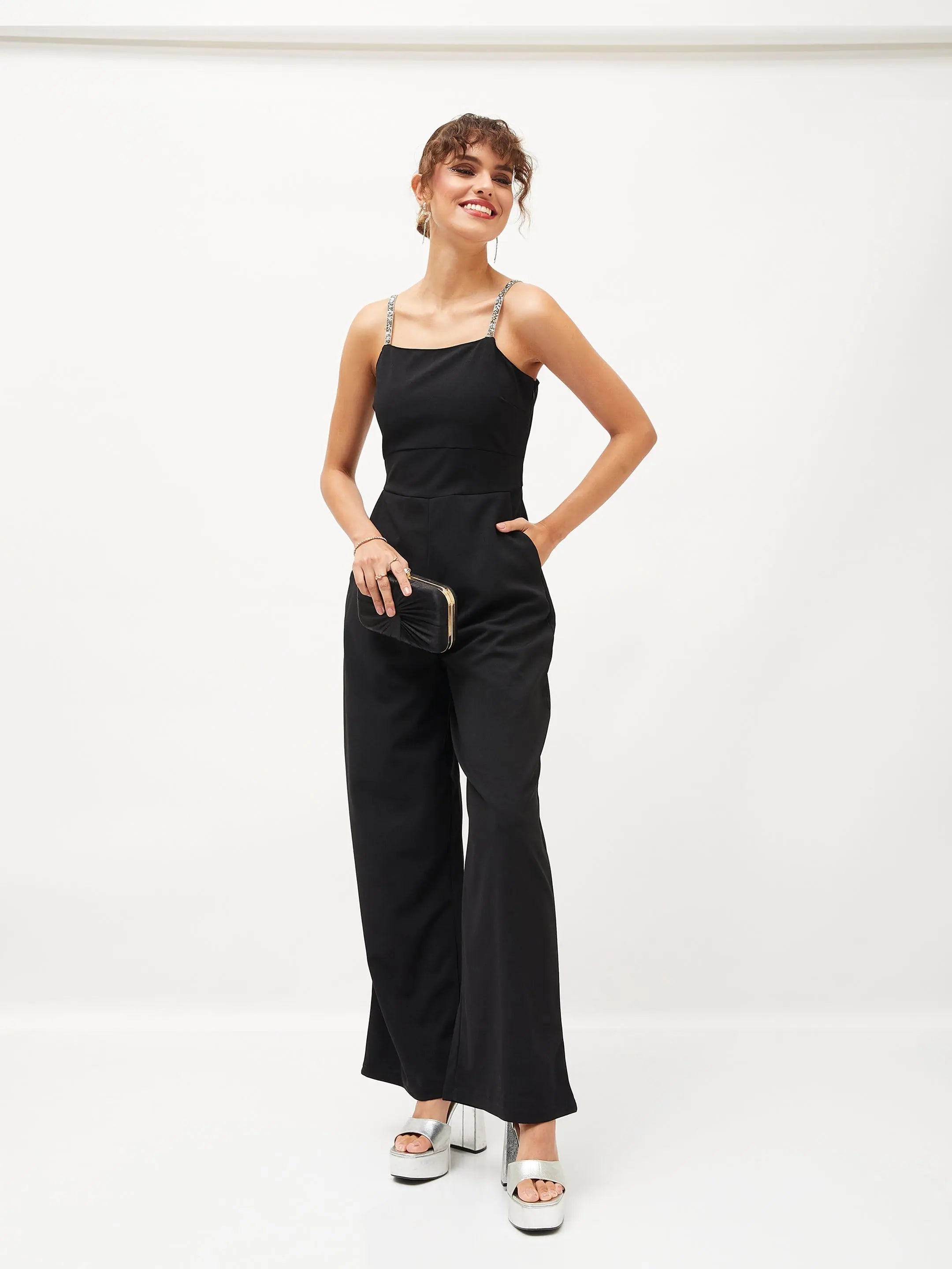 Black Embellished Jumpsuit - Women's Lehenga Collection