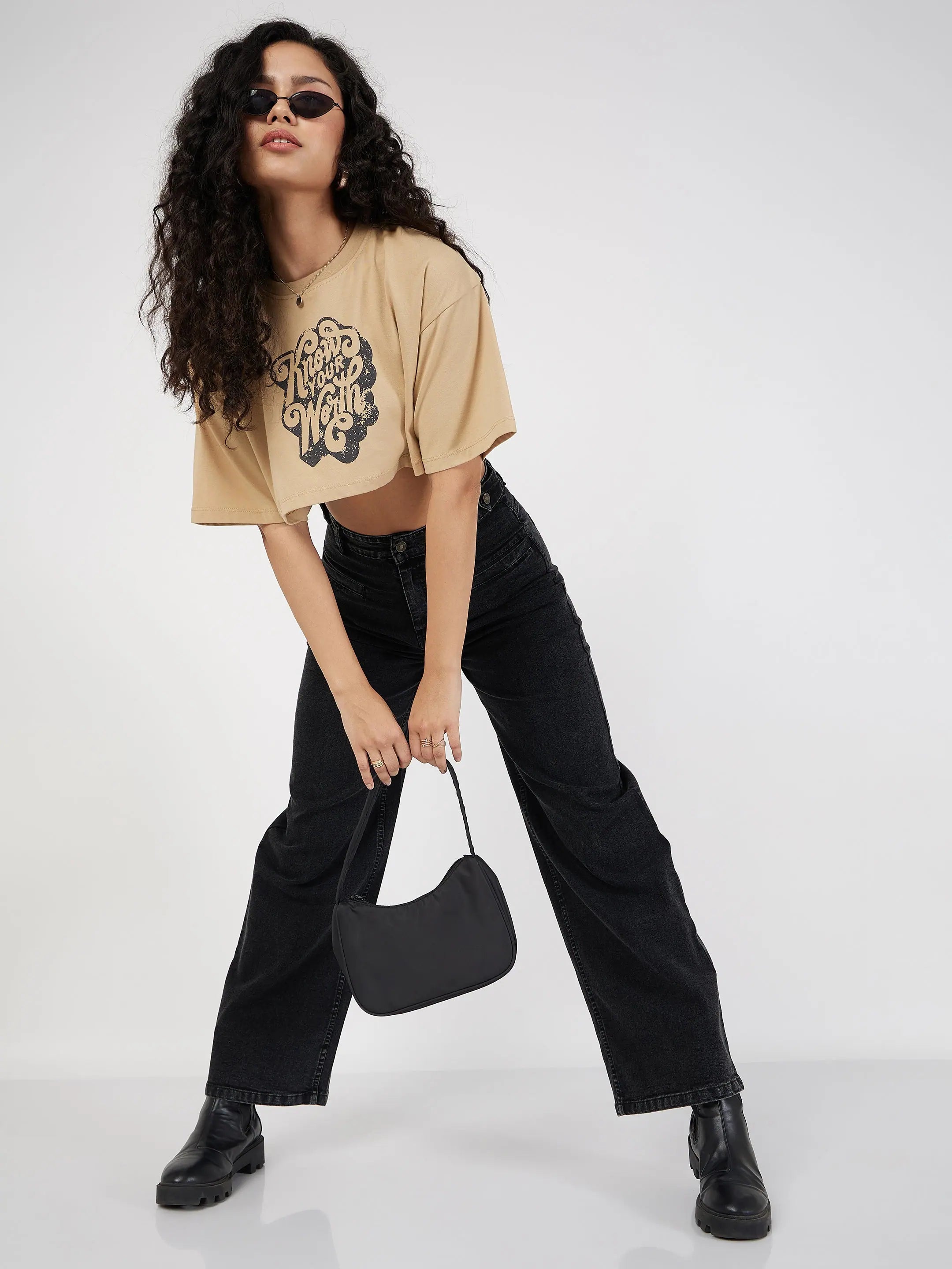 Black Bone Pocket Straight Jeans - Women's Stylish Denim