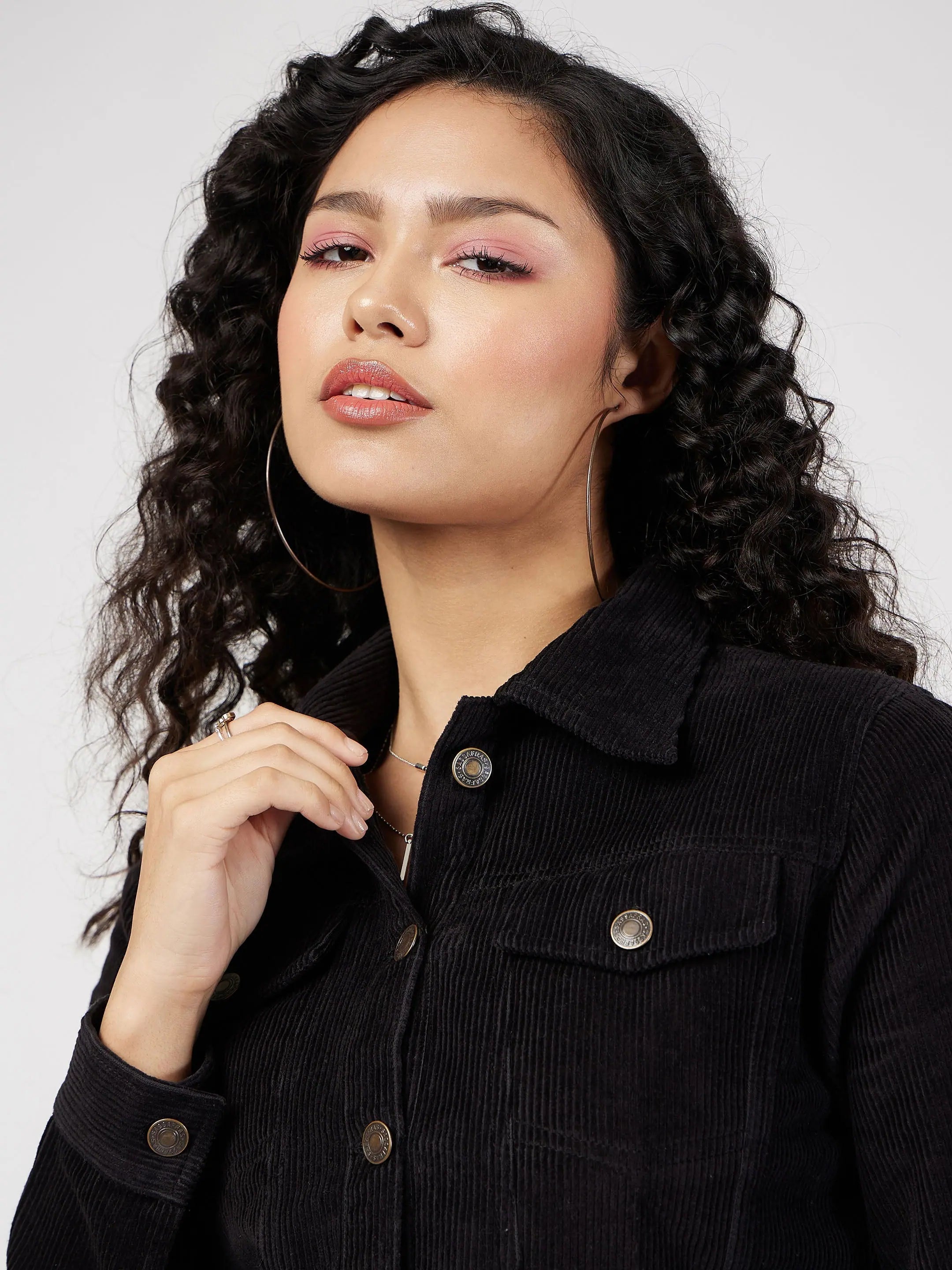 Black Corduroy Women's Jacket | Trendy Women's Outerwear