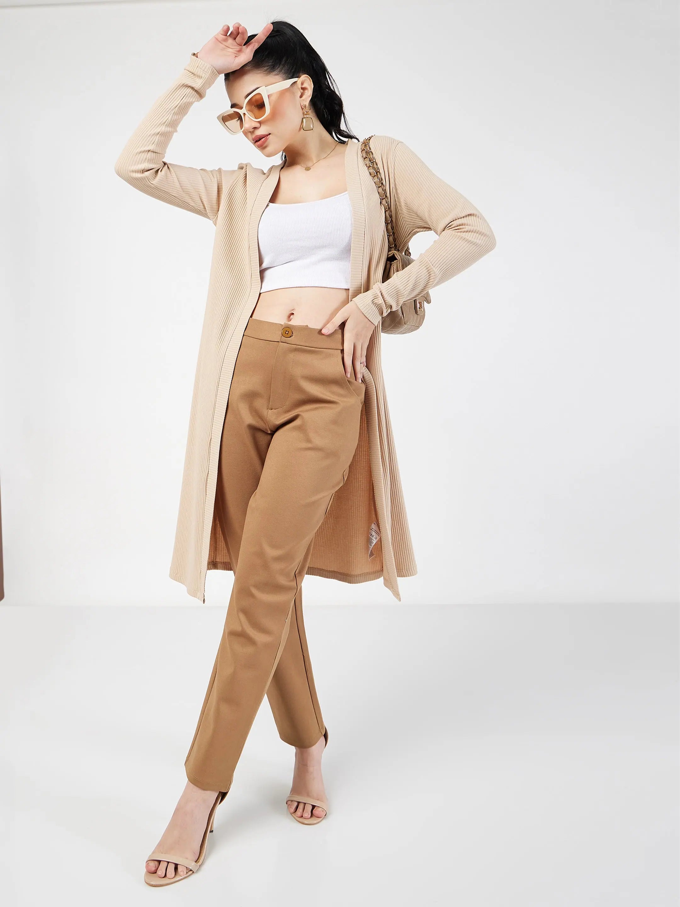 Beige Ribbed Shrug - Women's Western Wear & Outfits Online