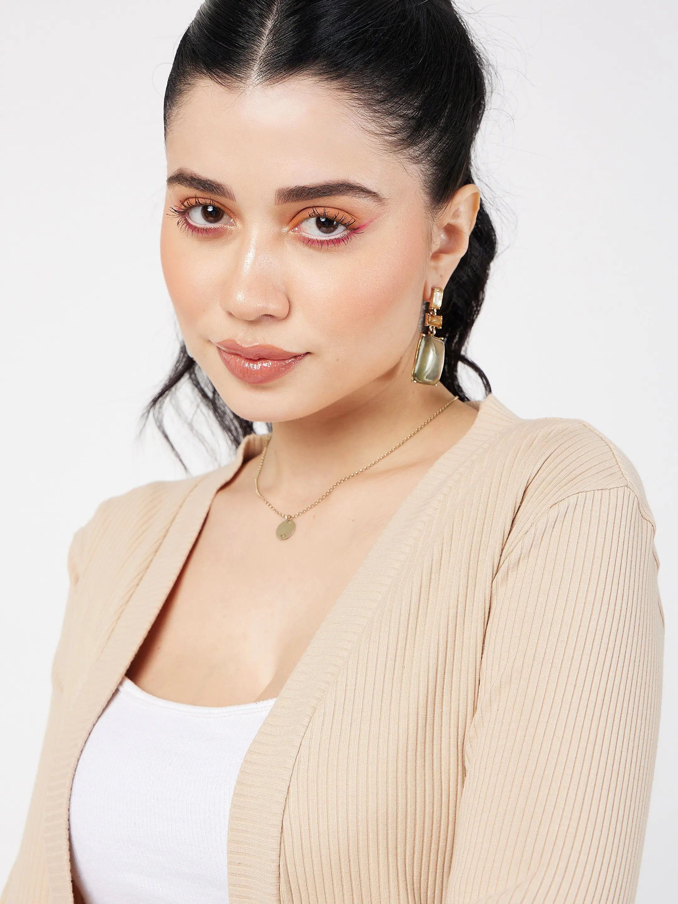 Beige Ribbed Shrug - Women's Western Wear & Outfits Online