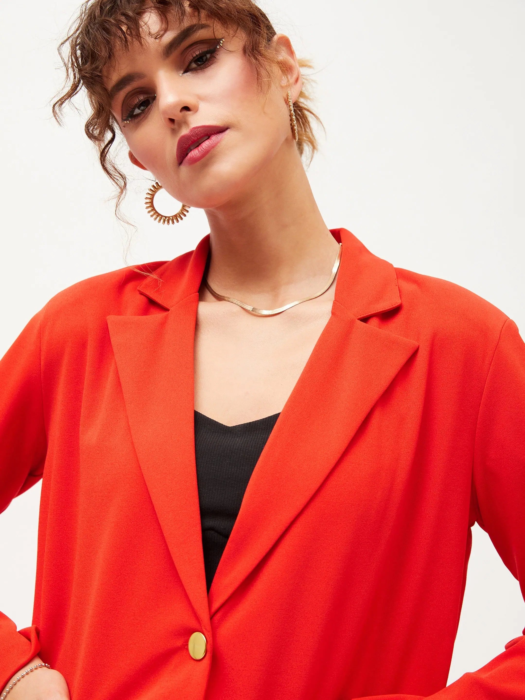 Orange Notch Collar Blazer - Women's Western Clothing Online