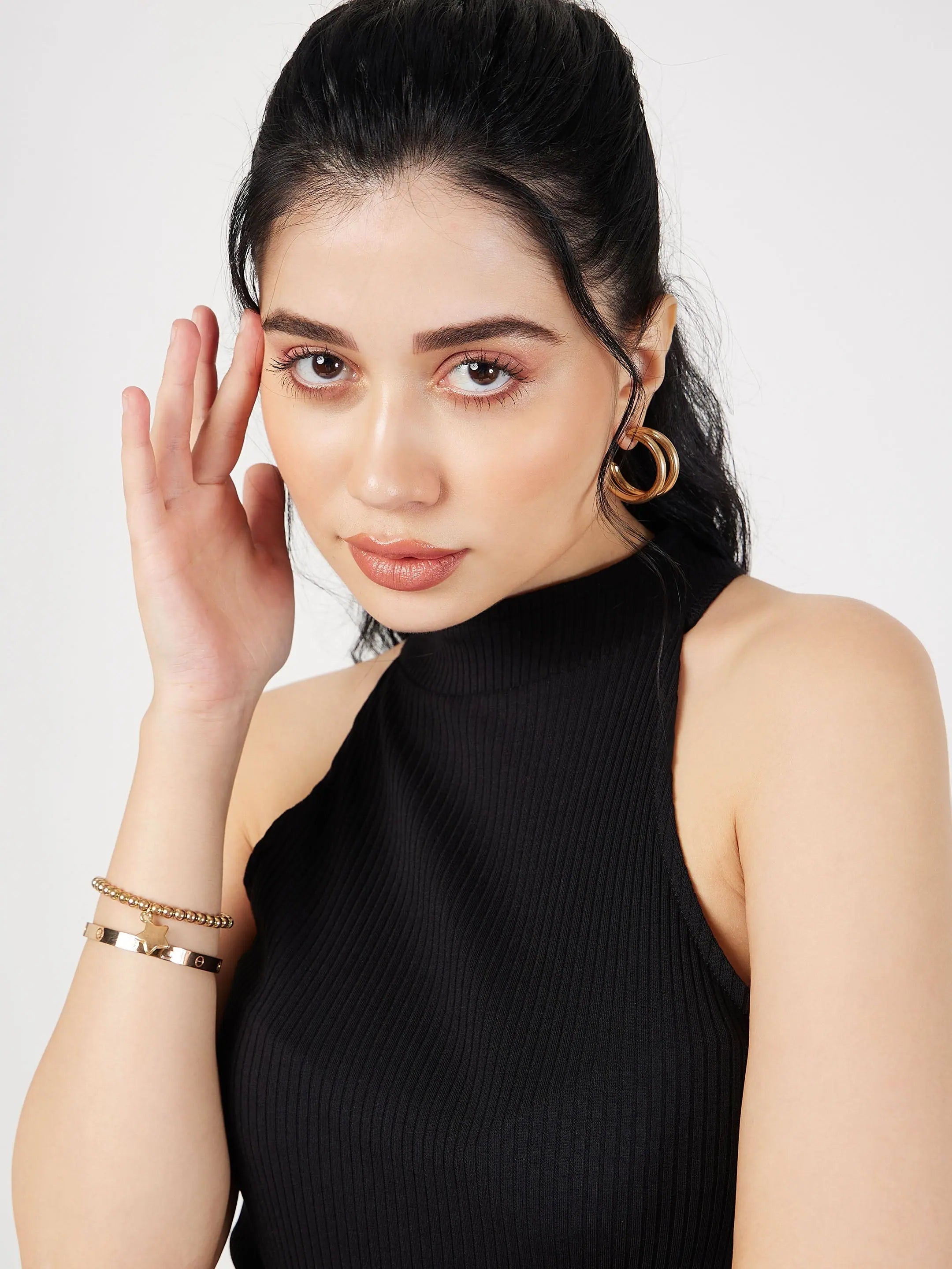 Black Rib Frill Bodycon Midi Dress | Women's Fit & Flare