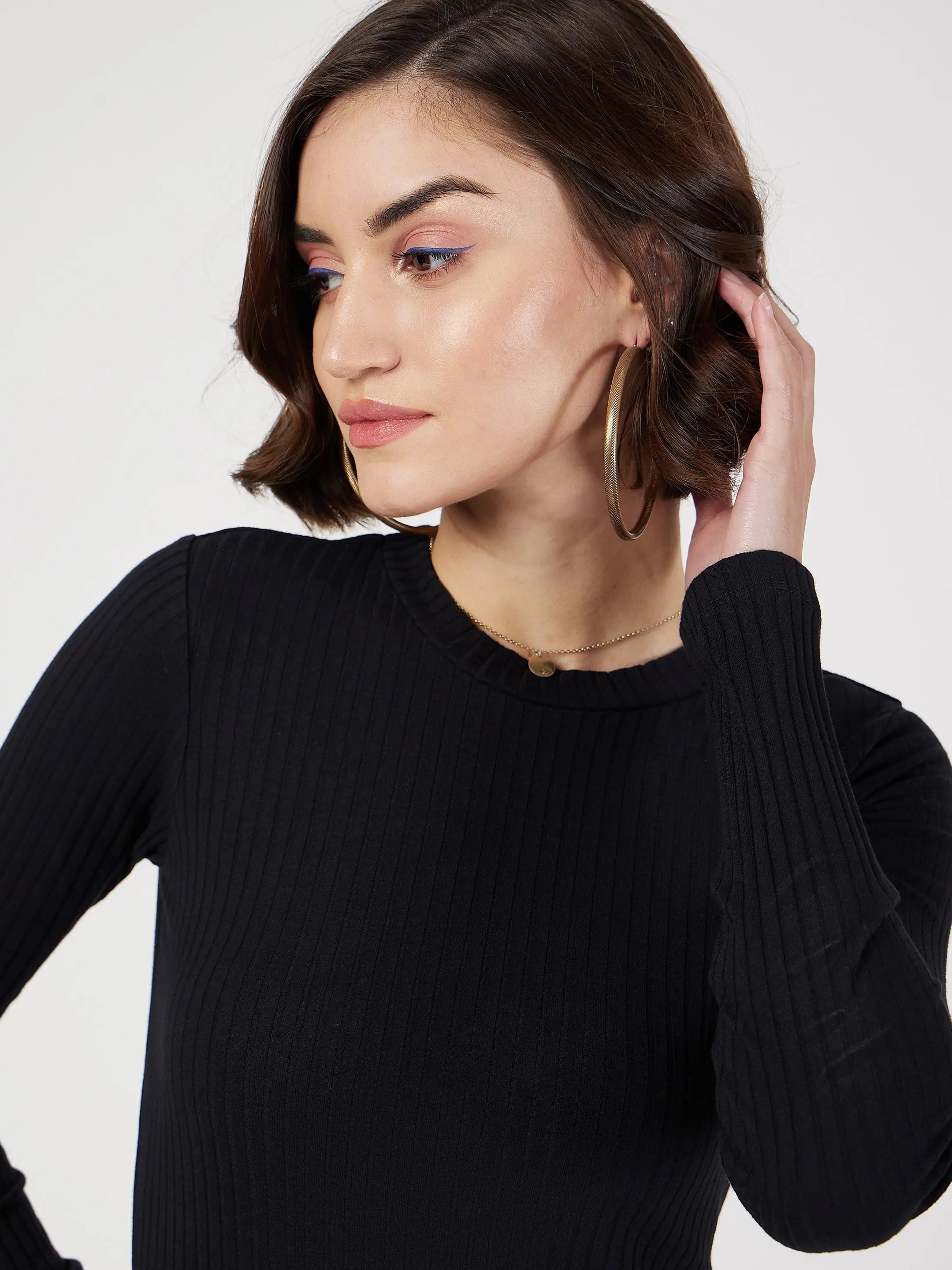 Black Rib Bodycon Midi Dress | Women's Western Wear