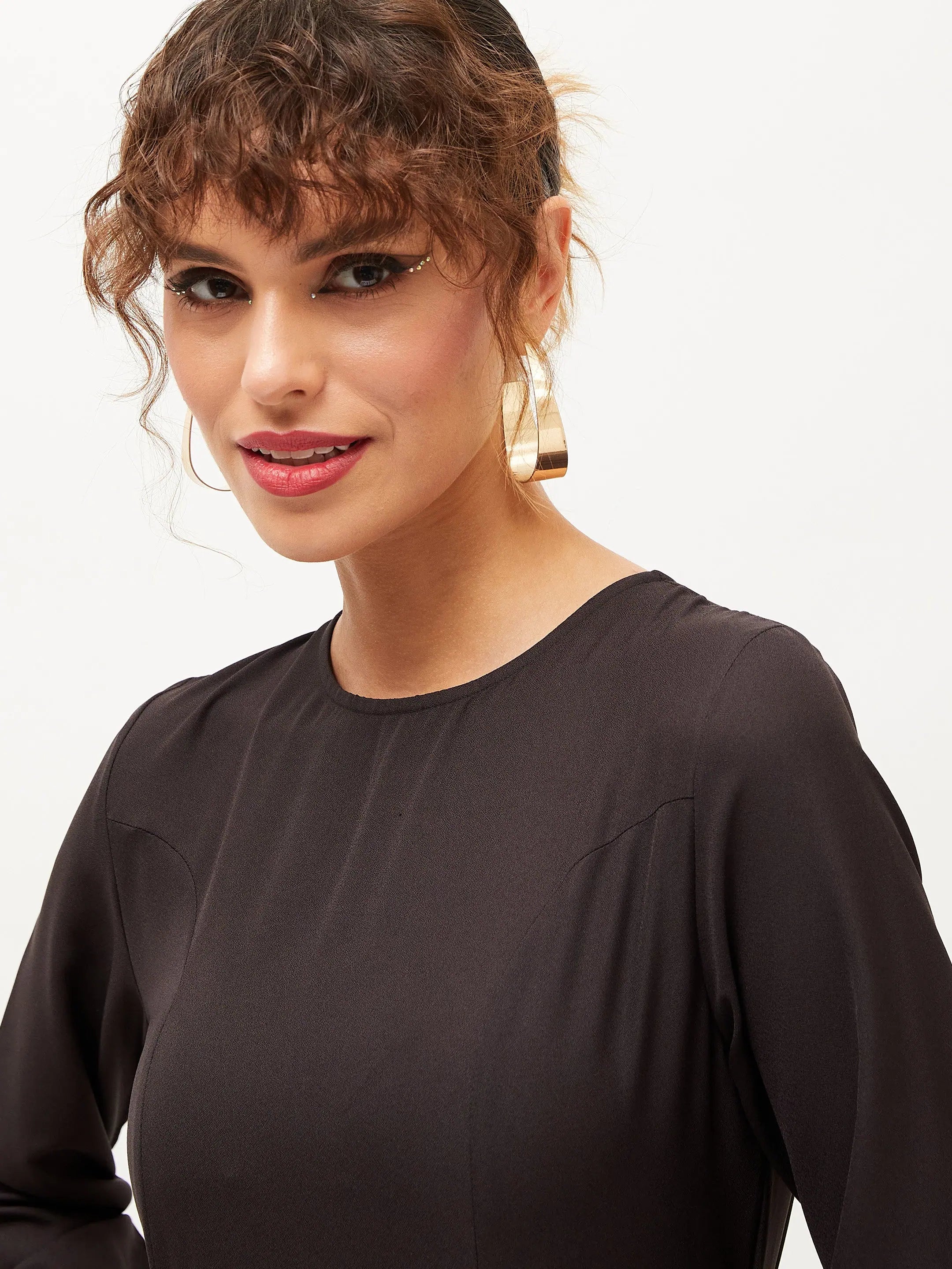 Black Belted Tiered Maxi Dress - Festive Lehenga Look