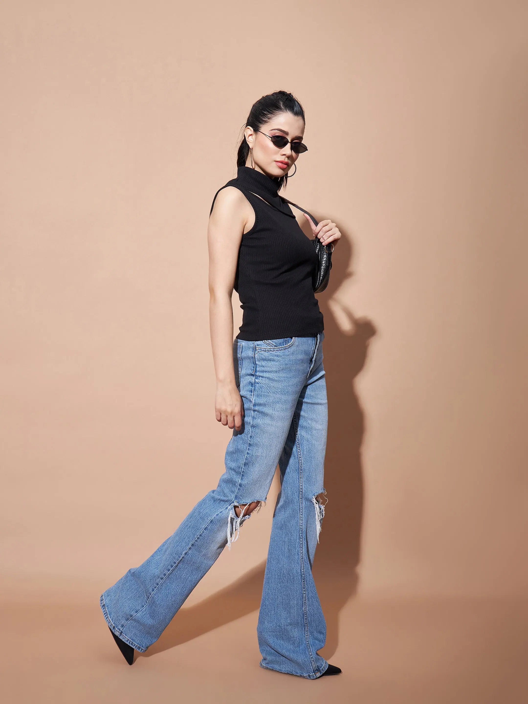 Black Sleeveless Rib Top - Women's Western Clothing Online