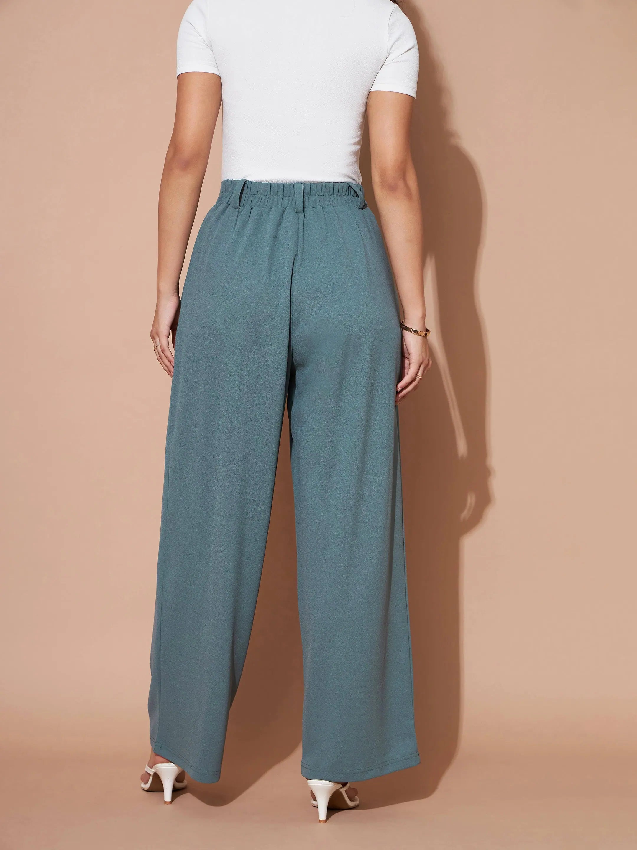 Airforce Blue Wide Leg Pants - Women's Western Wear