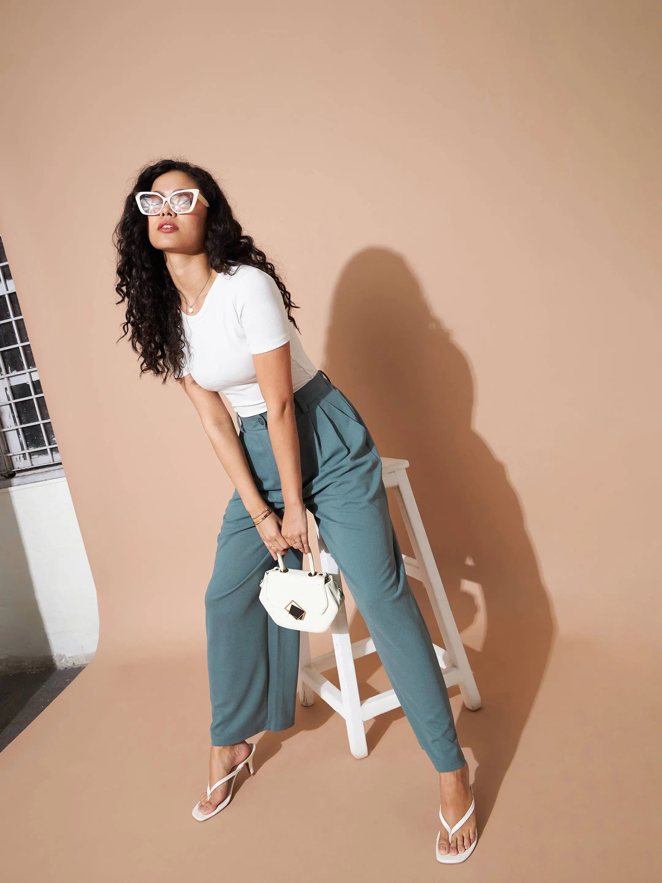 Airforce Blue Wide Leg Pants - Women's Western Wear