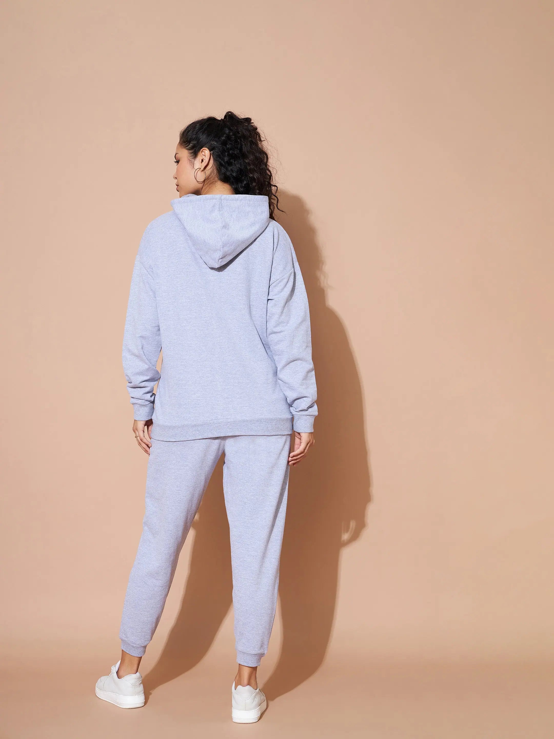 Grey Embroidered Hoodie & Track Pants Set - Western Wear