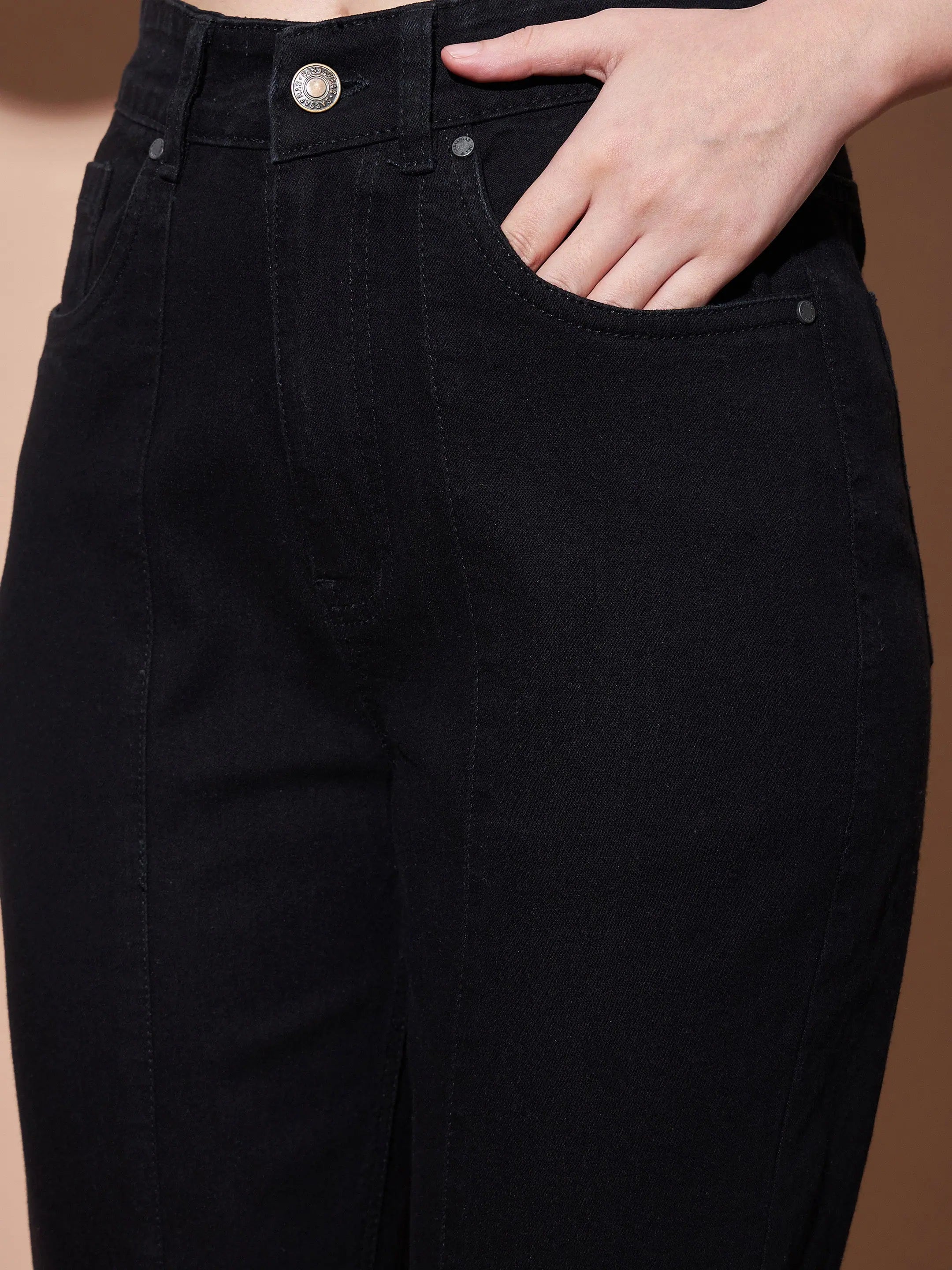 Black Mid Rise Skinny Slit Jeans | Women's Denim Style
