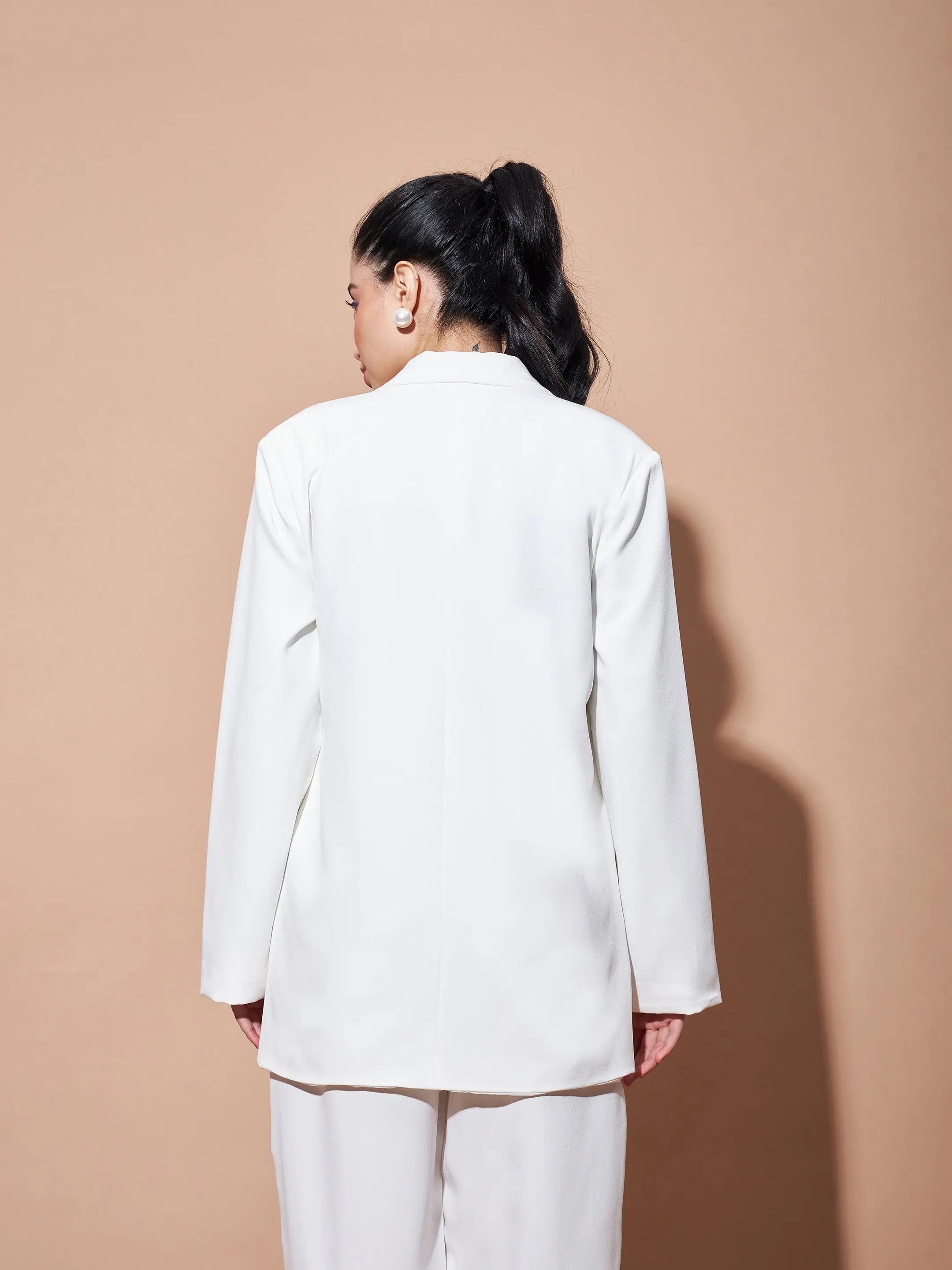White Notch Collar Blazer | Women's Western Wear, Open Front