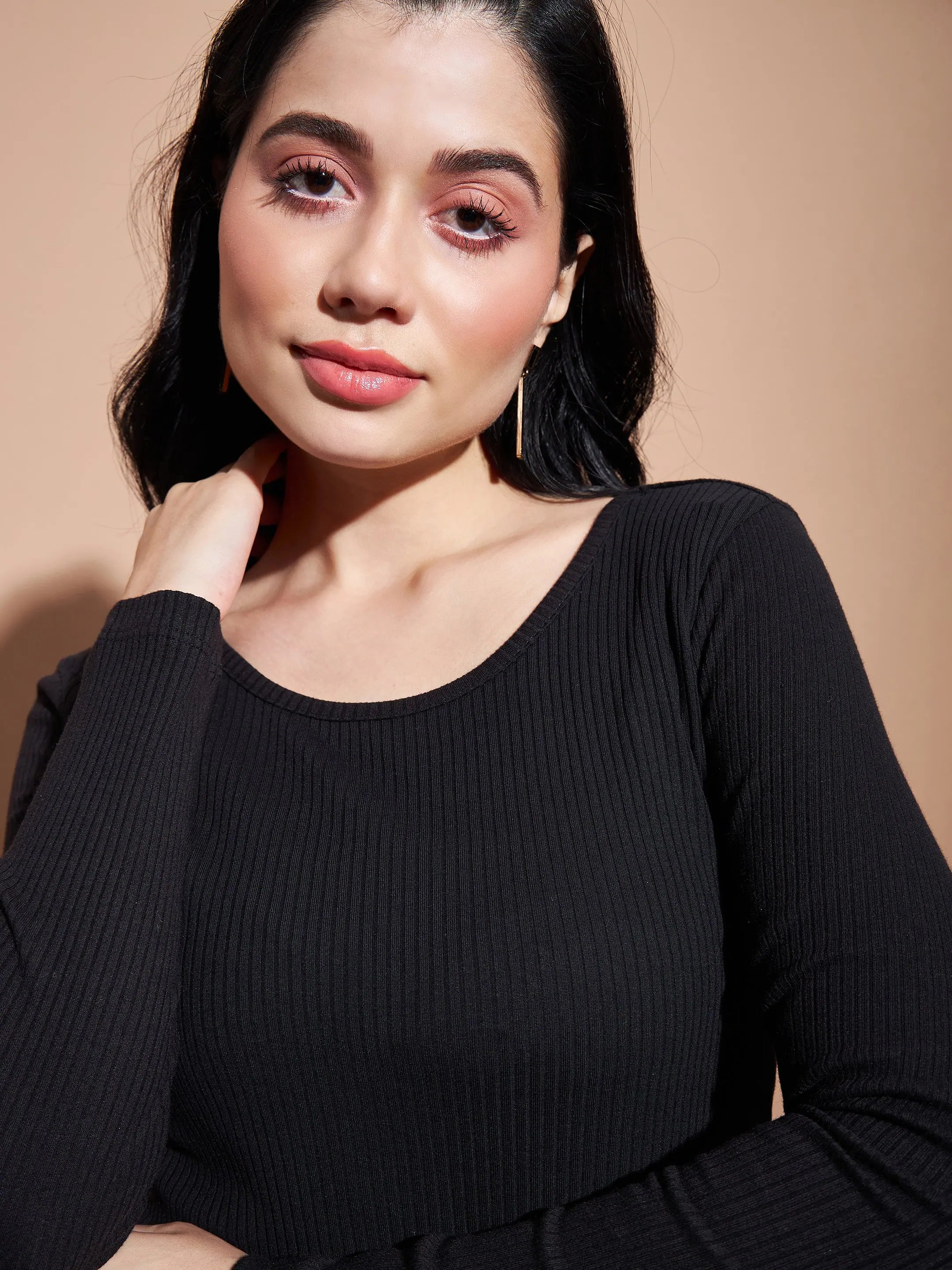 Black Basic Bodycon Rib Dress | Women's Cotton Dress Online