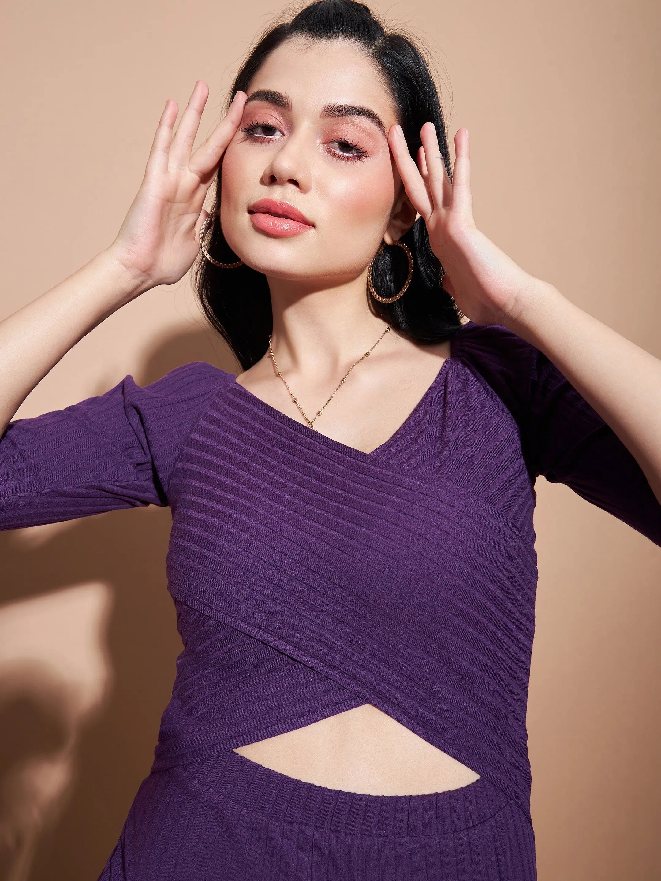 Purple Rib Maxi Dress - Party Wear Lehenga for Women Online