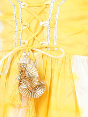 Cotton Printed Off Shoulder Kurti Pant Set with Side sling bag for Girls- Yellow