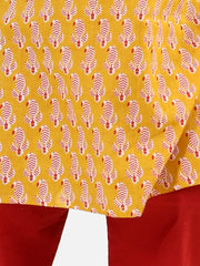 BownBee Pure Cotton Full Sleeve Kurta Pajama for Boys- Yellow