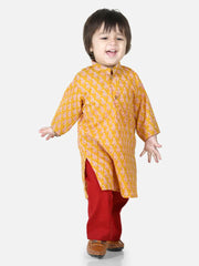 BownBee Pure Cotton Full Sleeve Kurta Pajama for Boys- Yellow