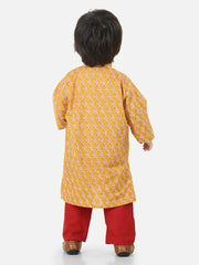 BownBee Pure Cotton Full Sleeve Kurta Pajama for Boys- Yellow