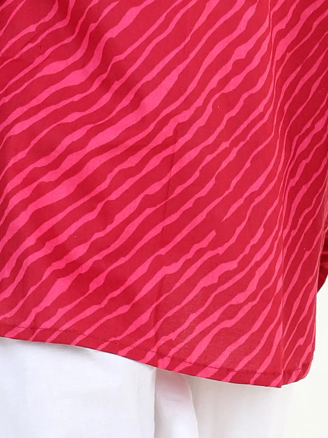 BownBee Pink Printed Cotton Pathani Salwar Set for Boys