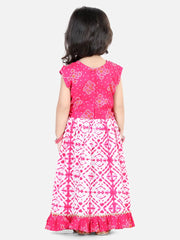 Pure Cotton Sleeveless Frill Lehenga Choli for Girls- Pink