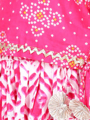 Pure Cotton Sleeveless Frill Lehenga Choli for Girls- Pink