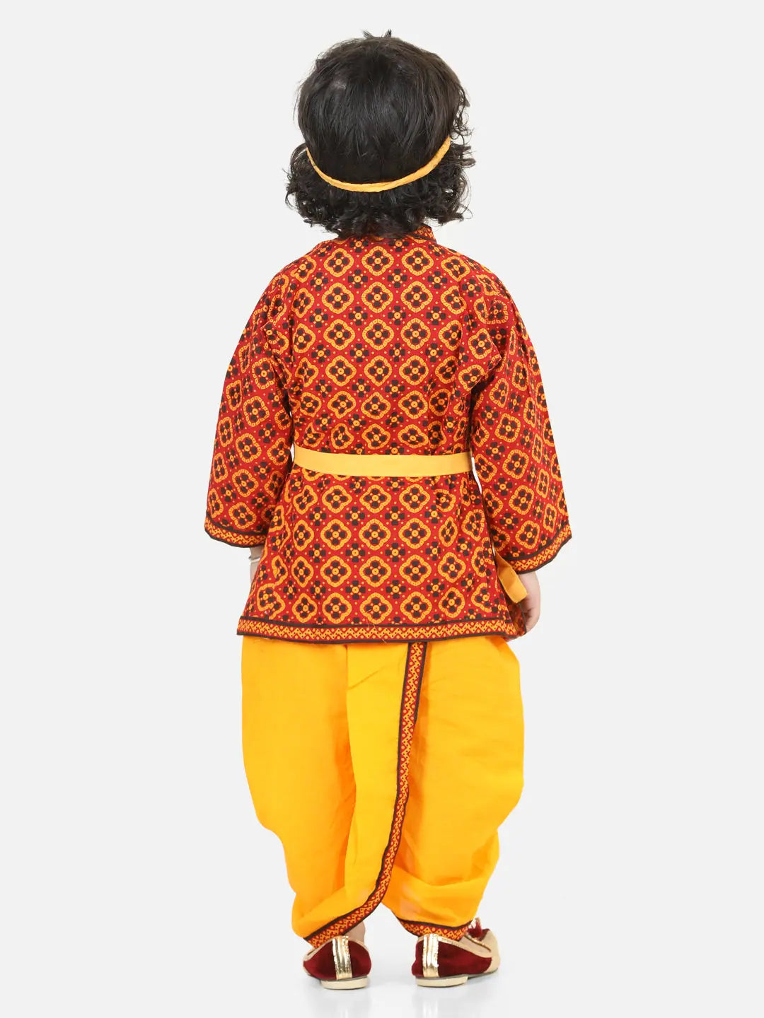 Red Cotton Kanhaiya Costume Dress for Boys - Indian Festive Wear