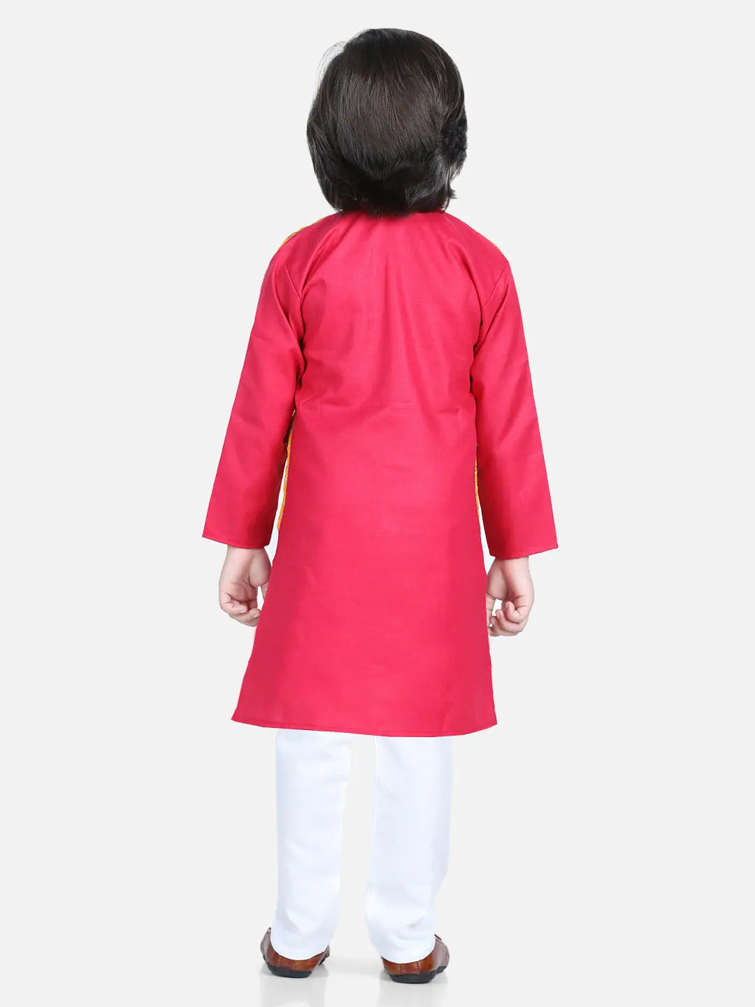 Pink Jacquard Jacket Kurta Pajama - Boys Indian Wear | BownBee - Style 1