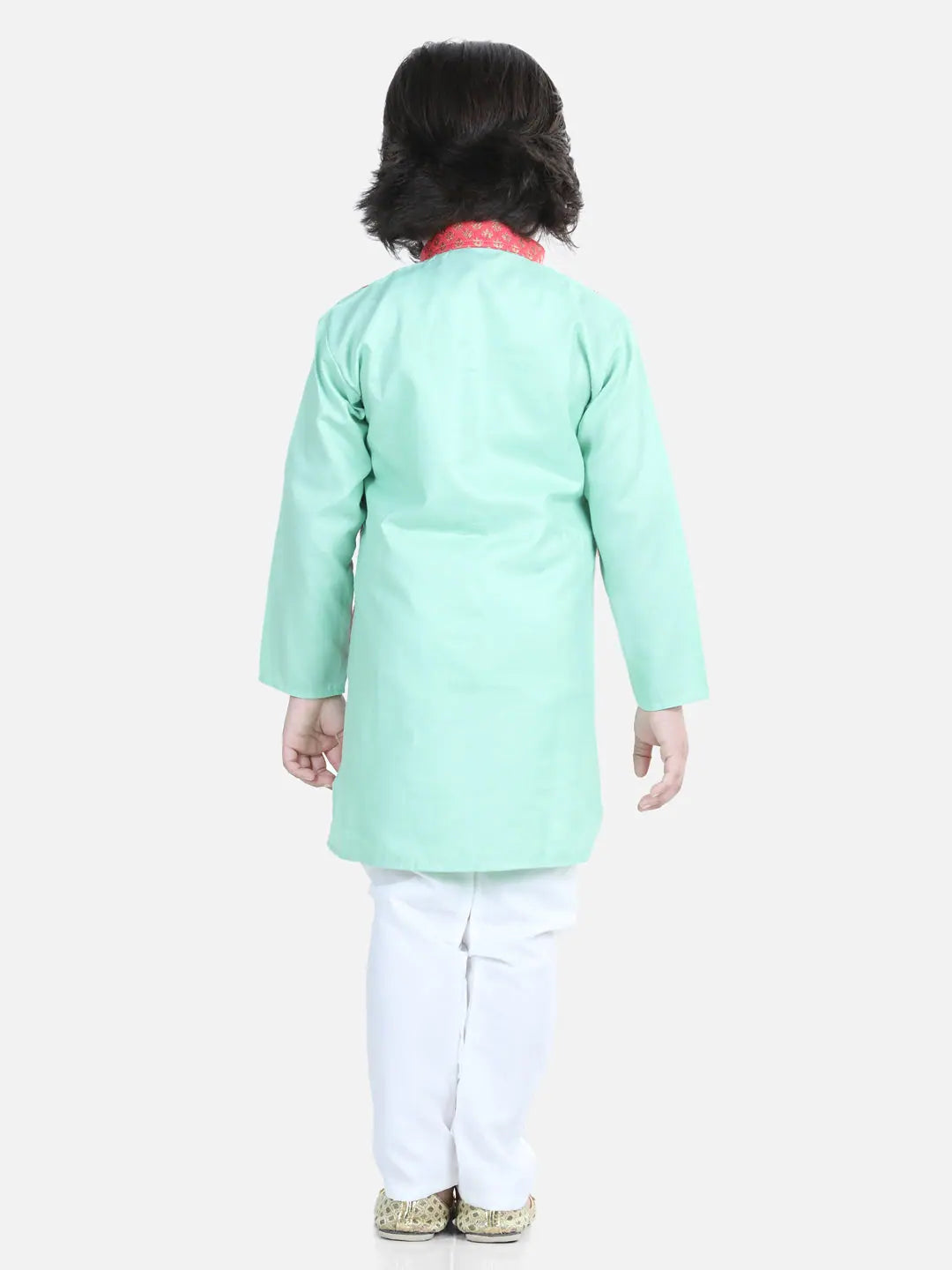 Green Jacquard Jacket Kurta Pajama - Boys Indian Wear | BownBee