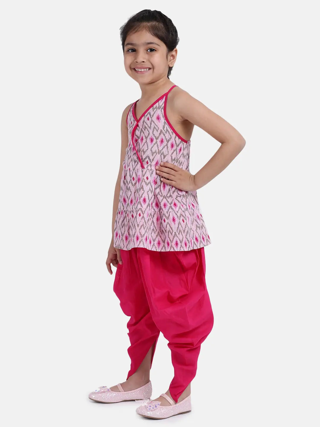 Girls Pink Halter Top Dhoti Set | Summer Indian Wear for Girls